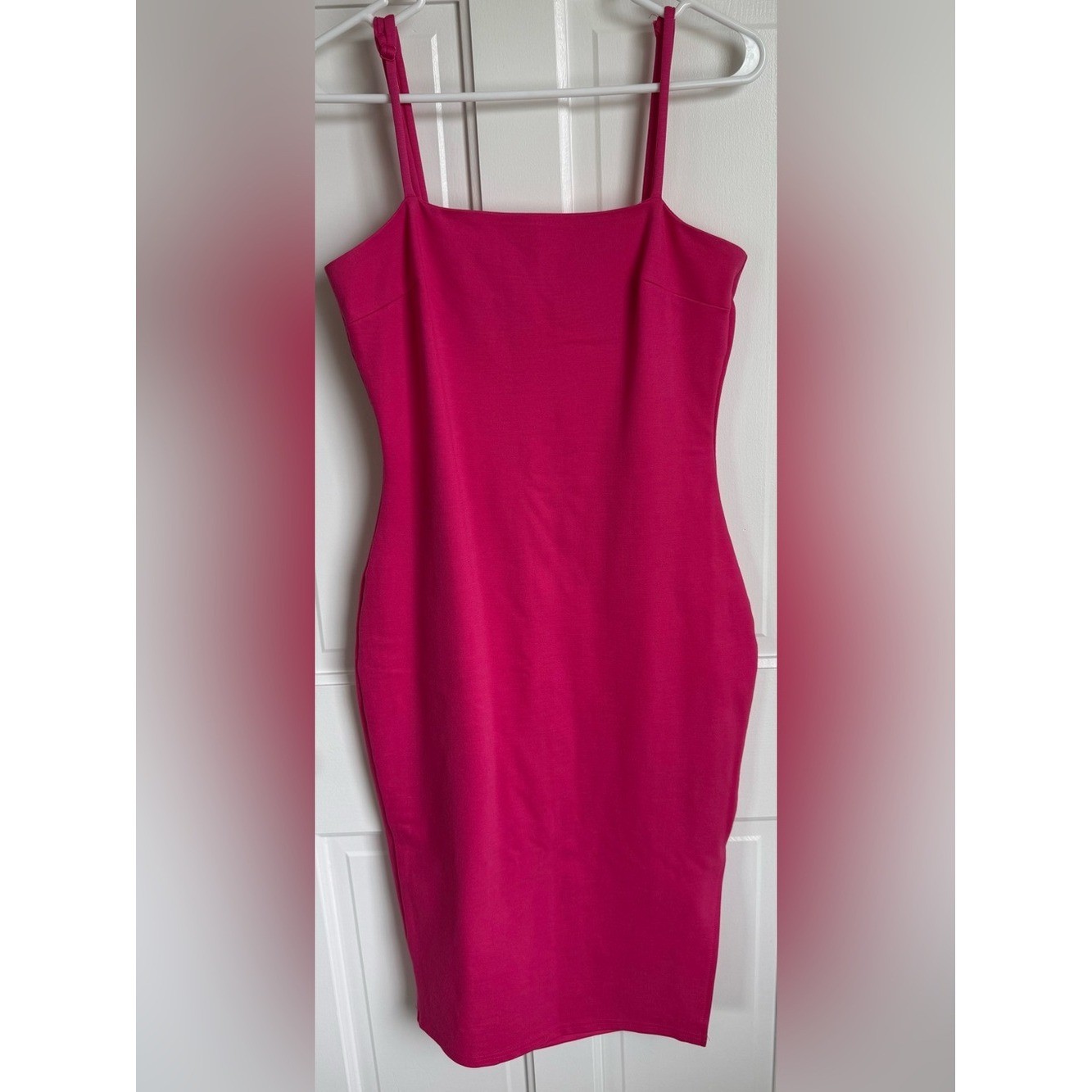 Lulus Hot Pink Bodycon Midi Dress Sleeveless Side Slit Medium