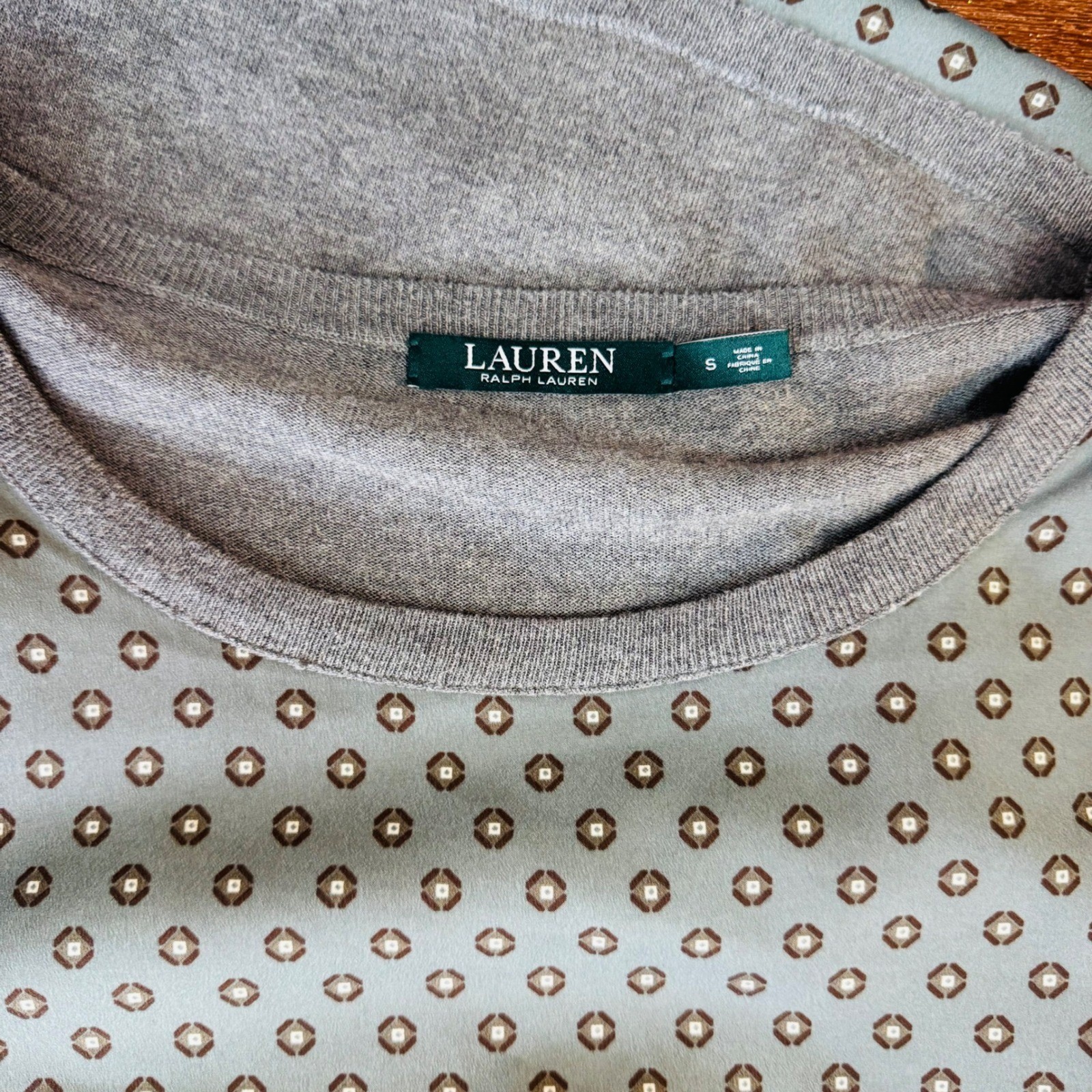 Lauren Ralph Lauren Green Geometric Mixed Media Sweater Dress Size S
