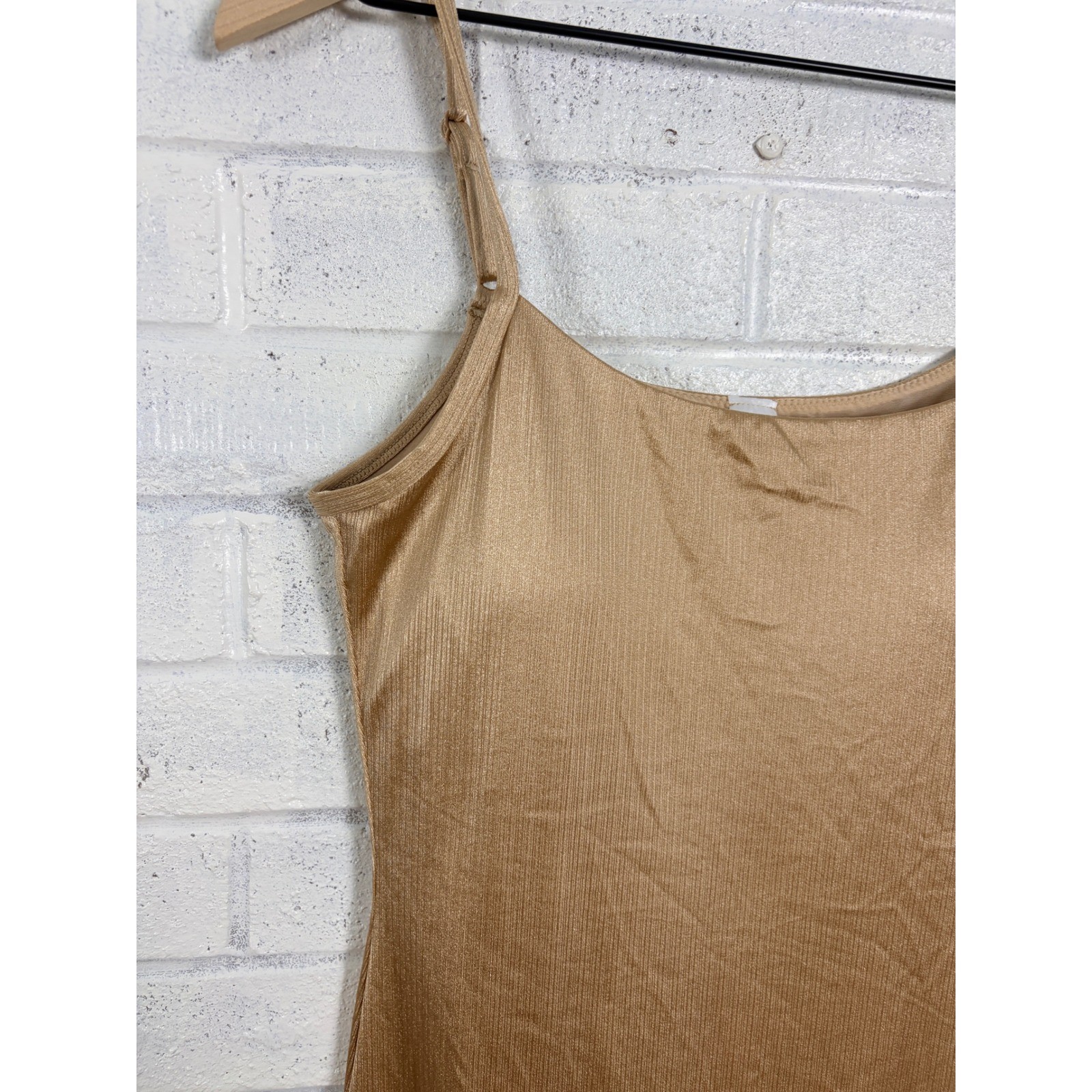 Popilush Maxi Dress Womens L Gold Shimmer Sleeveless Built In Shapewear Glam