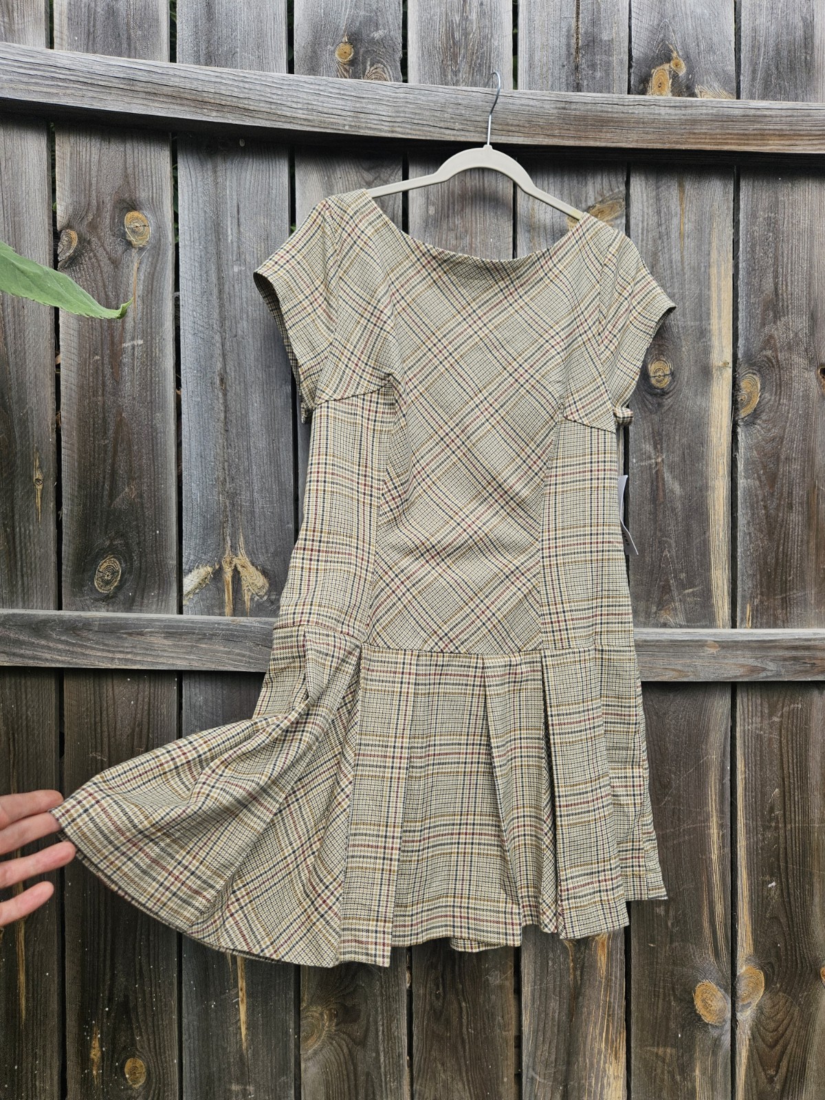 Urban Outfitters Plaid Pleated Dress Bow Open Back Academic School Girl NEW
