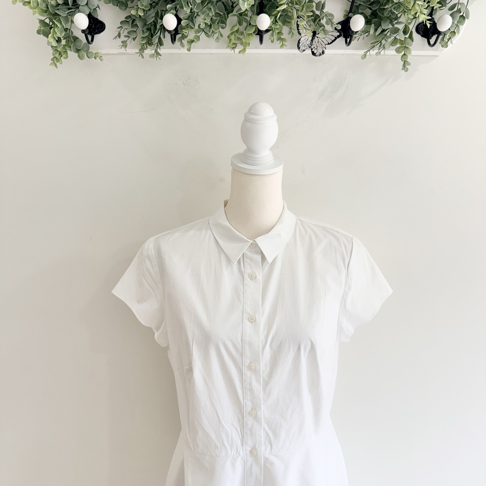 Boden Marella Shirt Dress White Collared Button Down Midi Dress Size 10L 752 NEW
