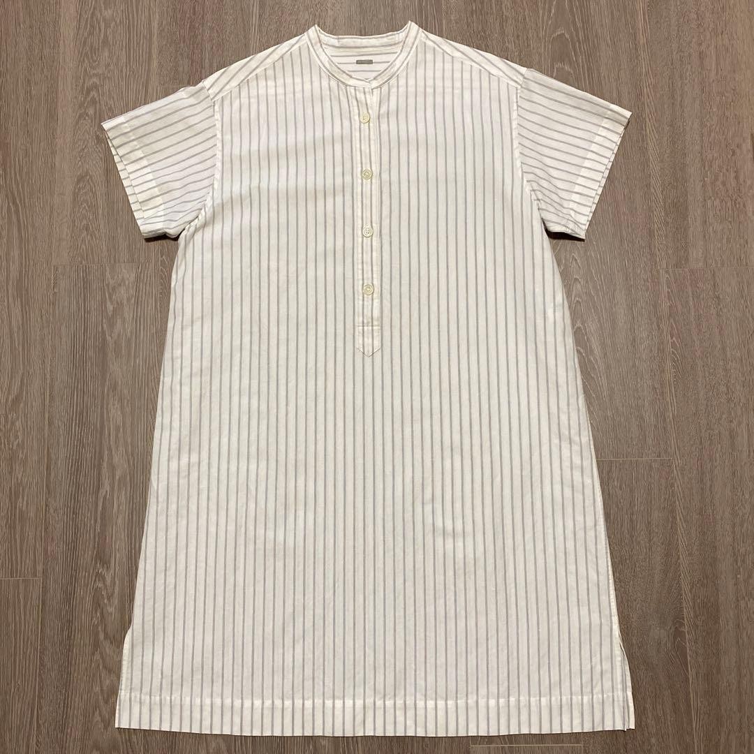 Margaret Howell MHL. Dress Short Sleeve Stripe Band Collar