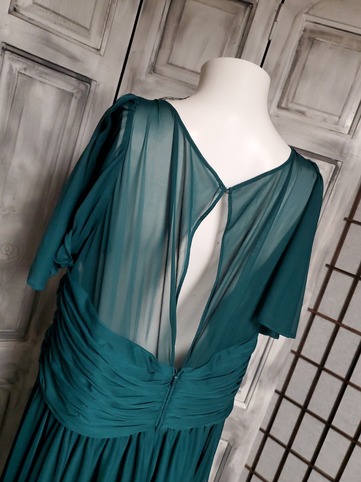 Celebrate DB Studio Green Flutter Sleeve Mother Of Bride Dress XL Gown Chiffon