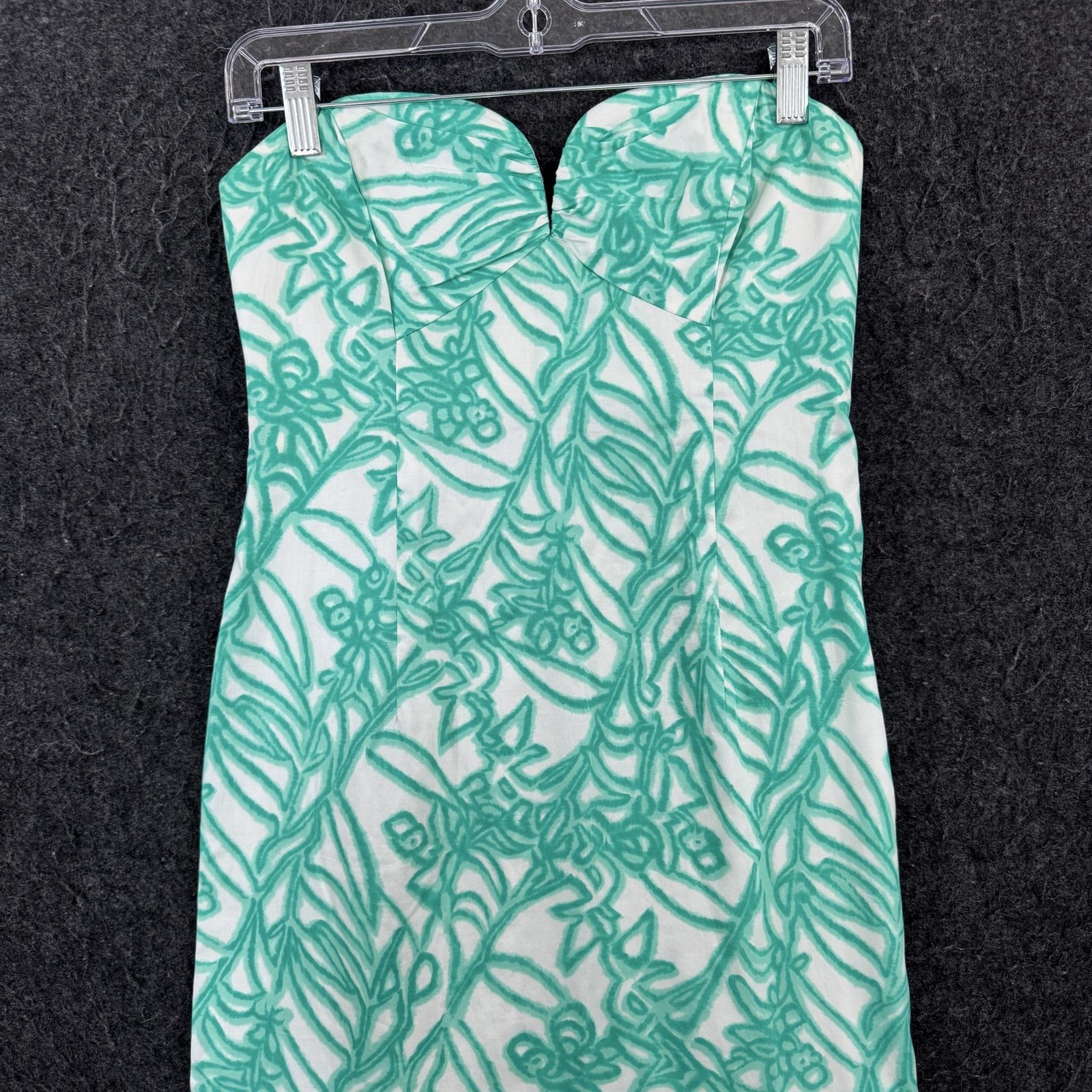 Milly Dress Women’s 4 Green White Tropical Floral Strapless Sweetheart Mermaid