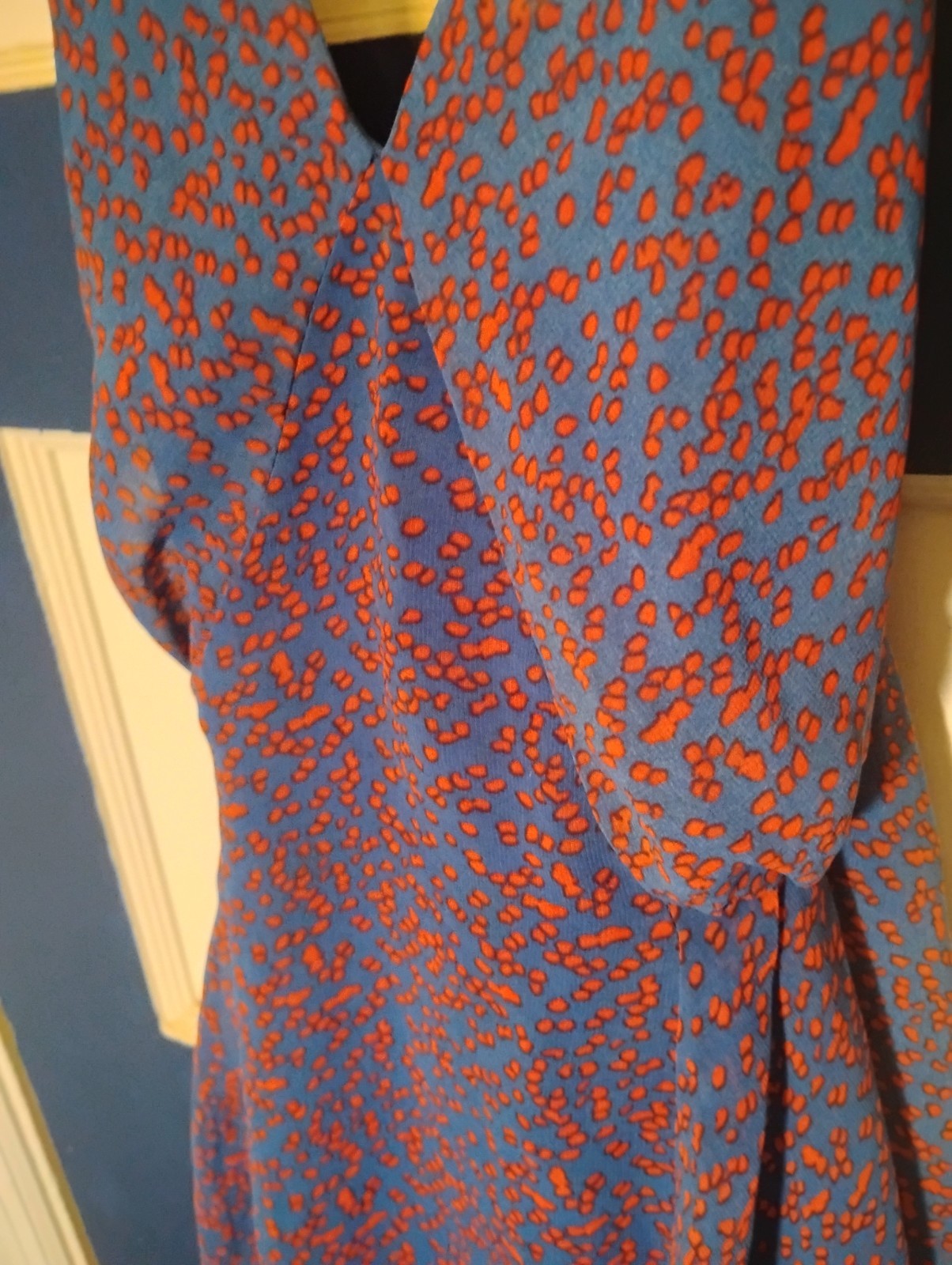 SheIn Blue Red Animal Print V-Neck Adjustable Spaghetti Strap Slip Dress M