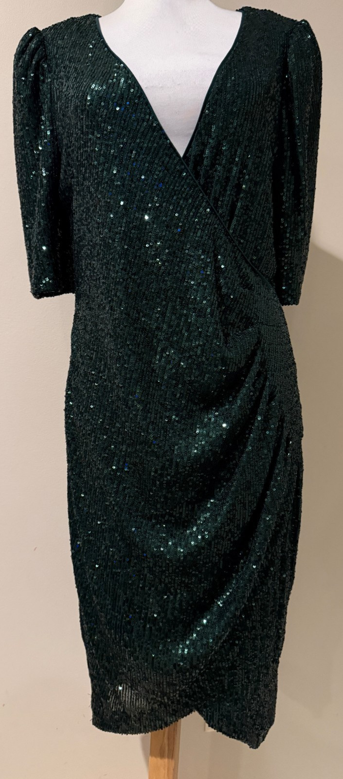 CALVIN KLEIN Womens All Over Full Sequin Green Evening Occasion Dress – Sz 10