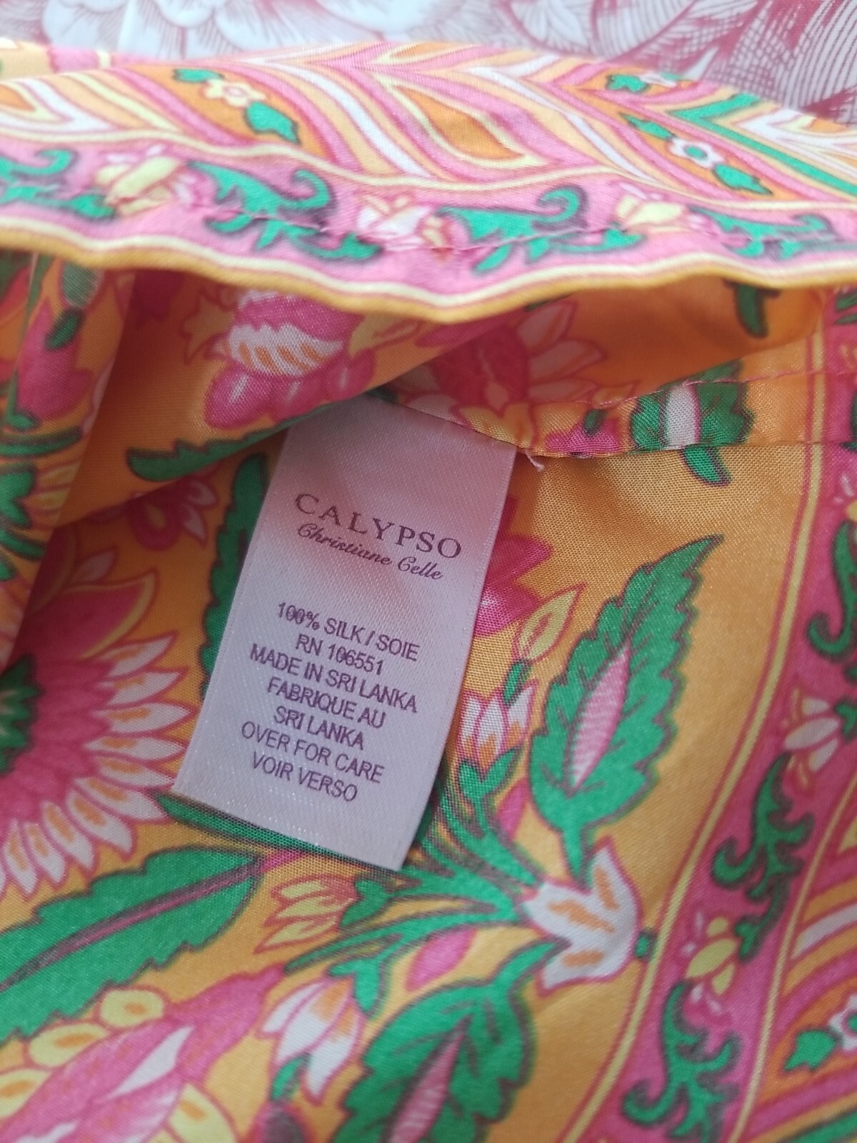 Calypso Christiane Celle 100% Silk Dress Pink Floral U Neck Extra Small XS