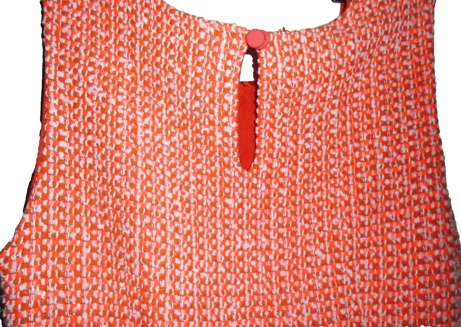 Jaeger Boutique Textured Dress bright orange / check cotton blend Size 10 vgc