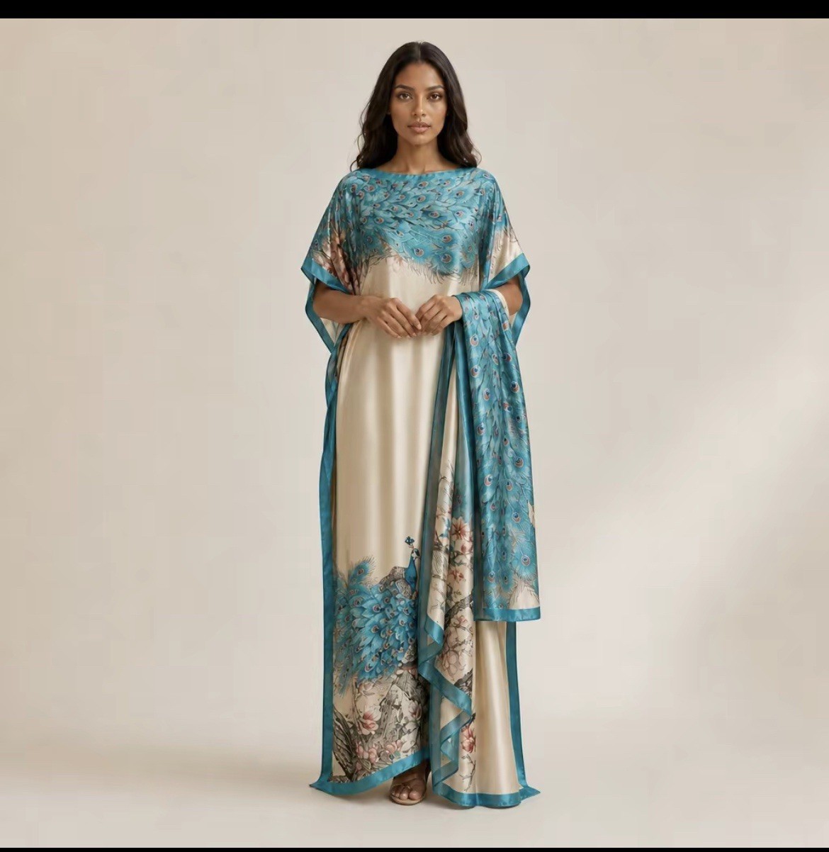 Caftan Dress One Size with Multiple Colors One Size Fits Most Mumu W Scarf Silky