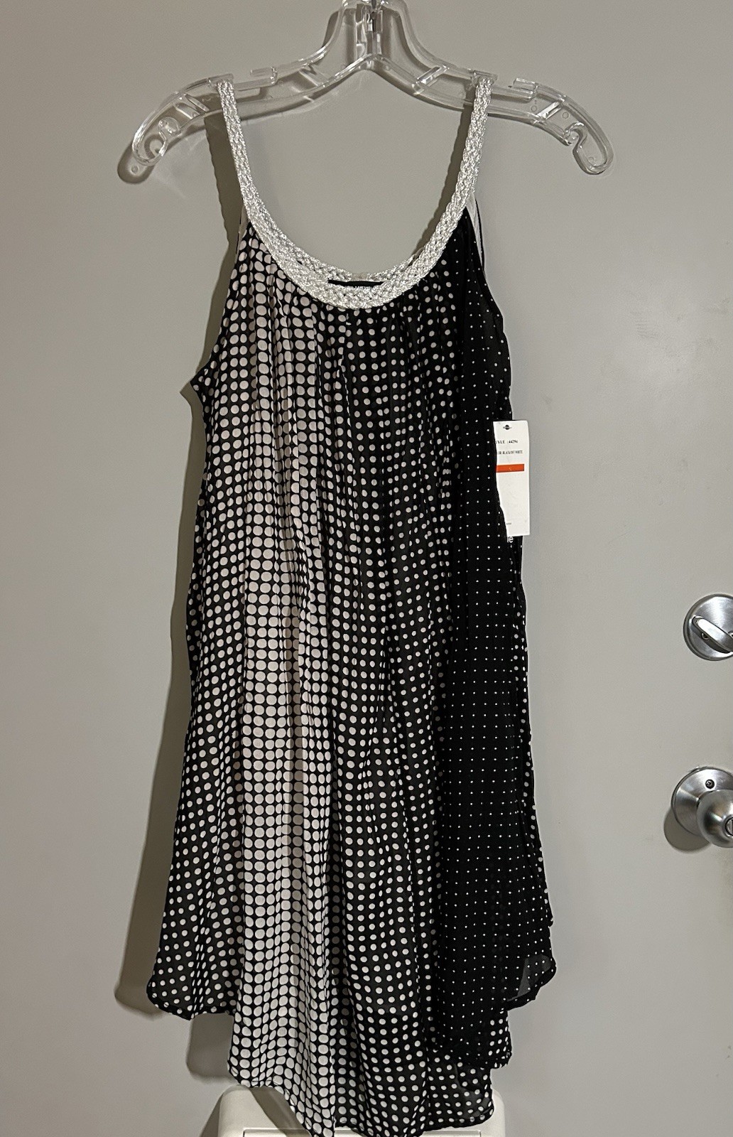 Kaktus Crinkle Dress swim Coverup Pink + Black Polka Dot Fully Lined Size S NWT