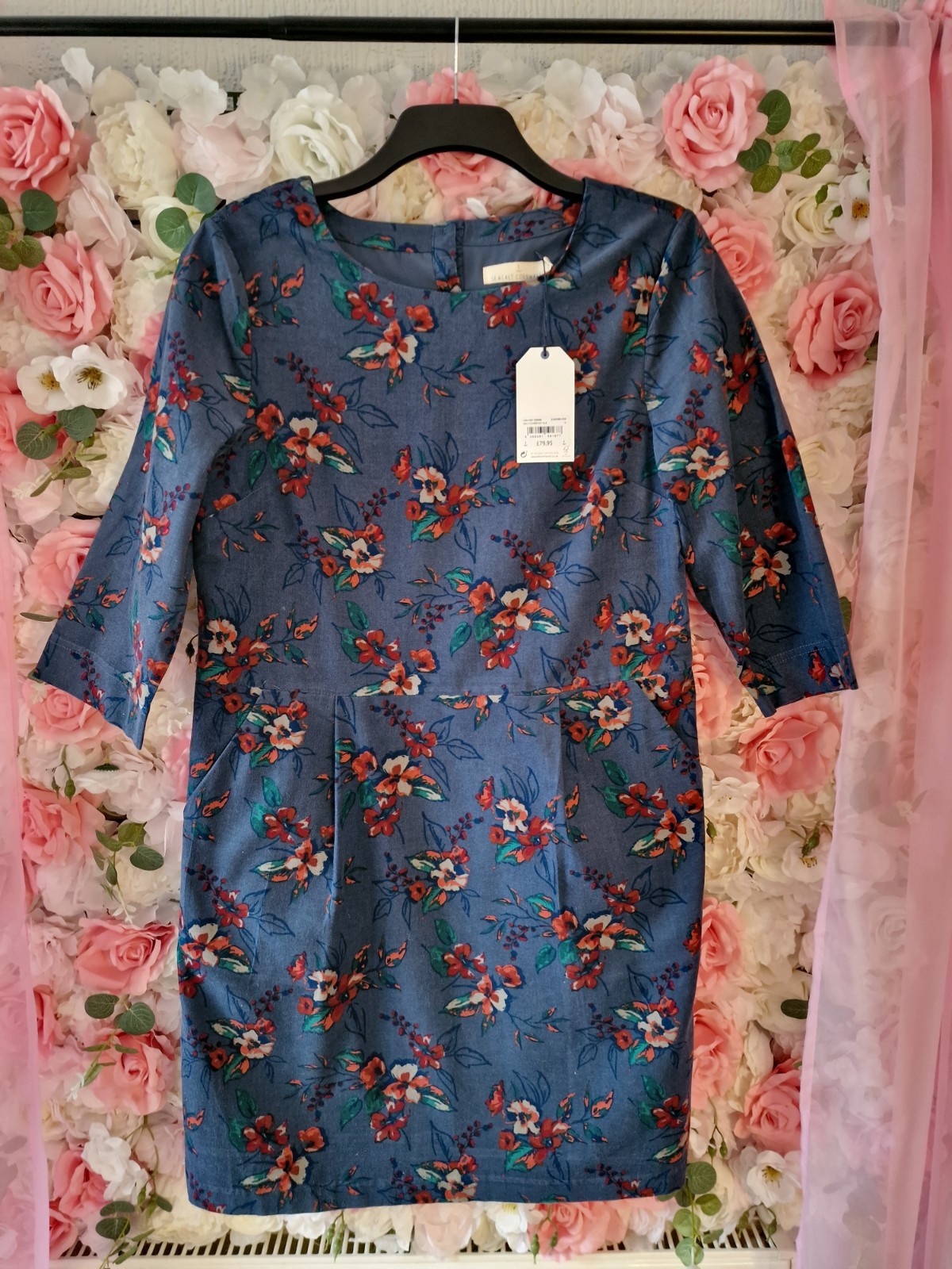 BNWT Seasalt Cornwall High Key Dress Newlyn Floral Needlecord Fine Cord UK 14