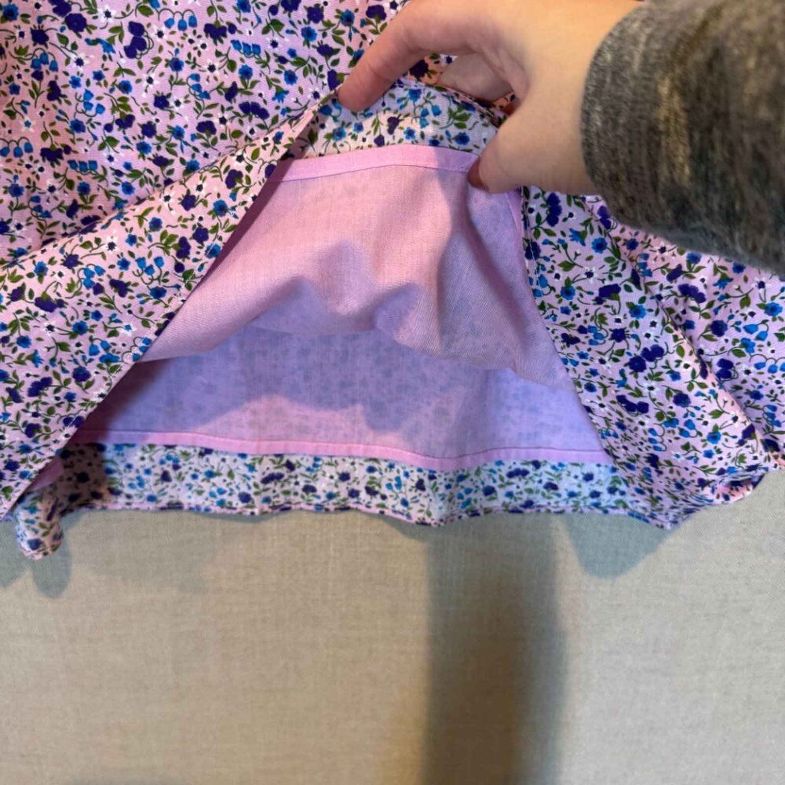 Hyacinth House Viola Lilac Blue Micro Floral A-Line Dress Ruffle Sleeve XS