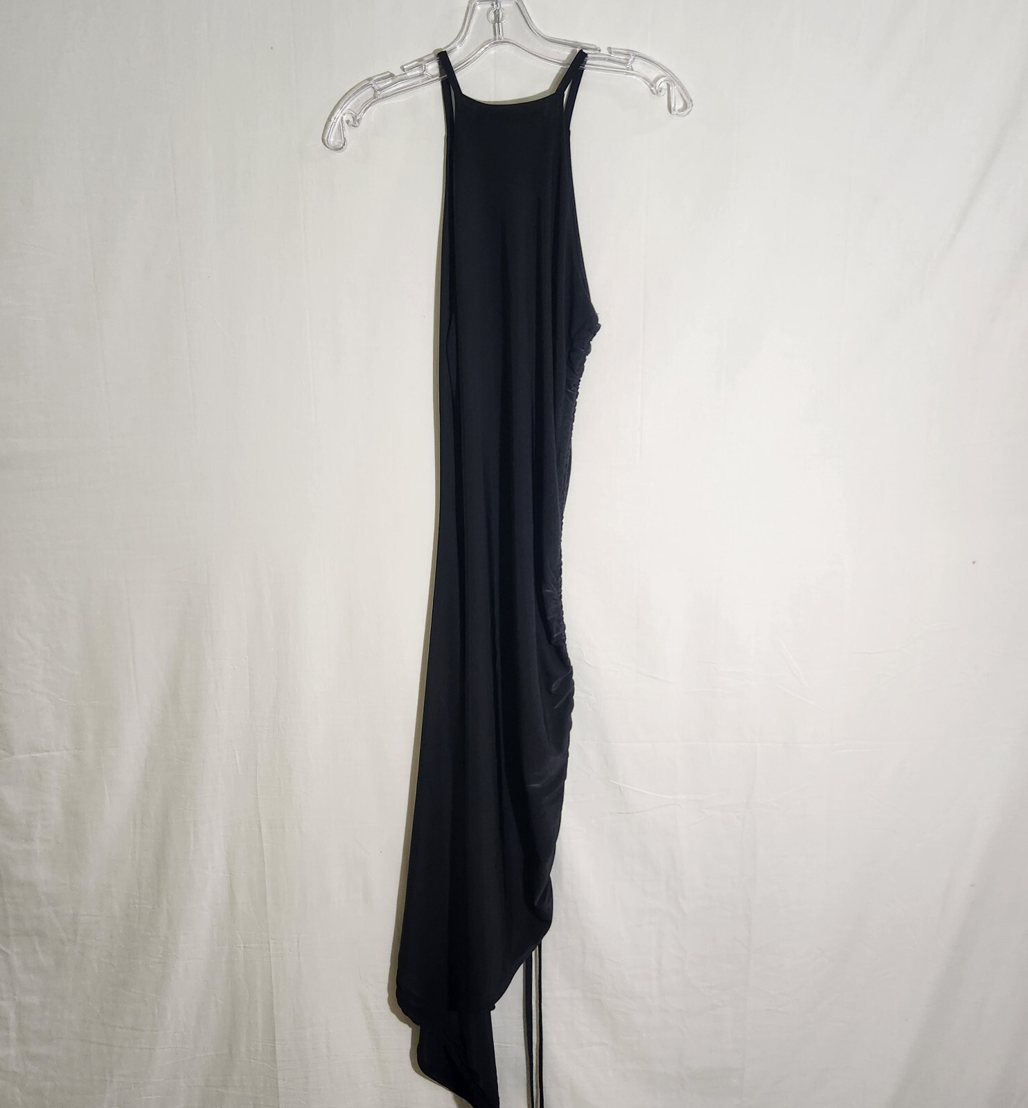 Missguided Womens Dress Black Size 6 Asymmetric Sleeveless Halter Side Flow