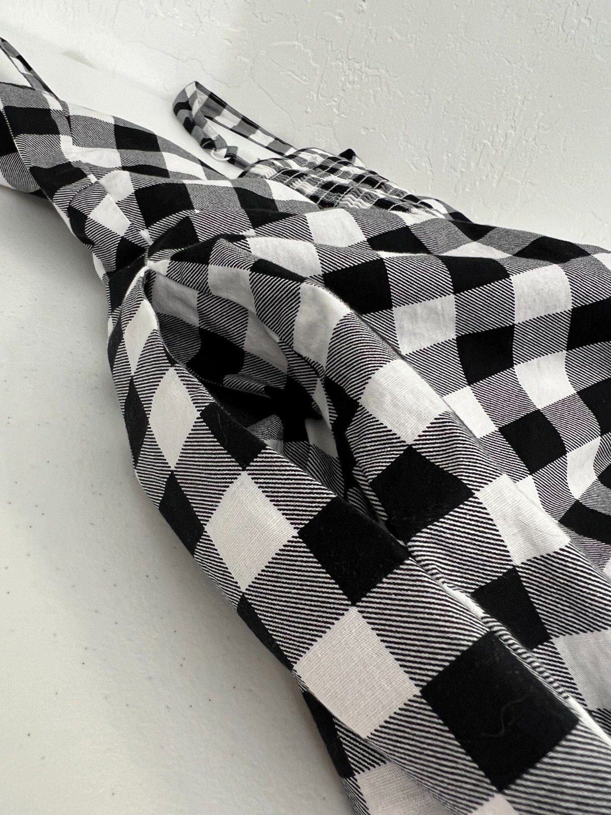 Torrid 1 dress high waist Aline black white checker thick straps smock summer