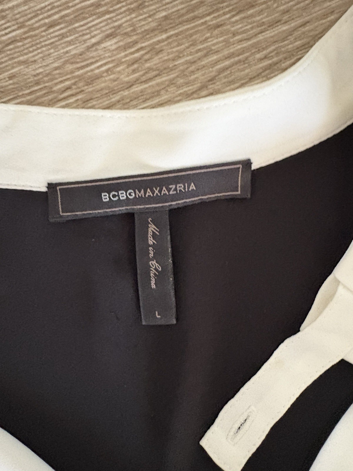 BCBGMAXAZRIA Black/White Colorblock Belted Collared Long Sleeve T-Shirt Dress L