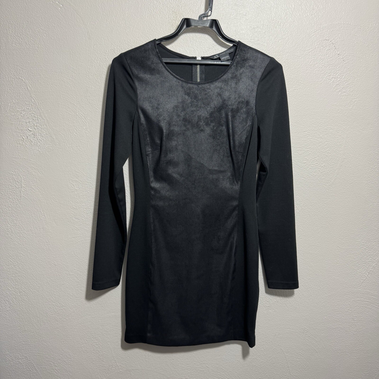 A/X Armani Exchange Black Textured Long Sleeves Mini Dress Size 2 Womens