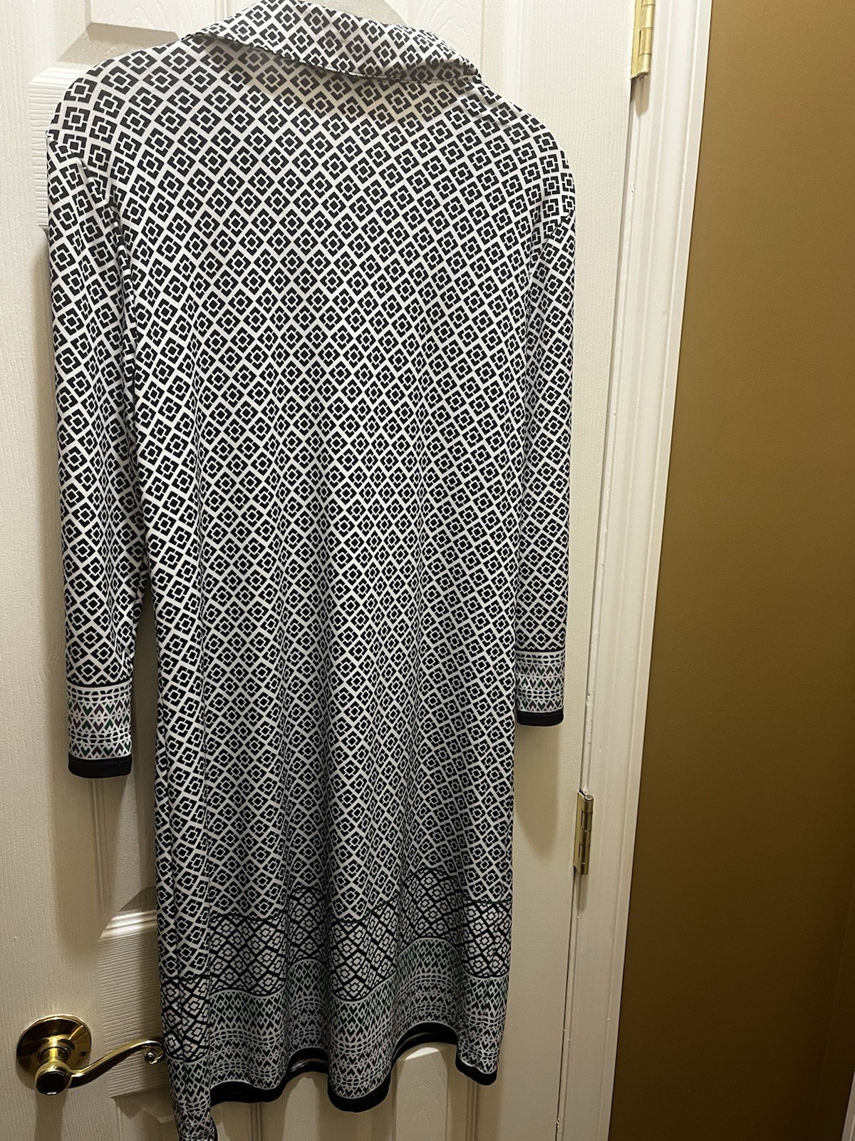 MAX STUDIO Women’s Boho Pattern 3/4 Sleeve Collared Shirt Dress Size M