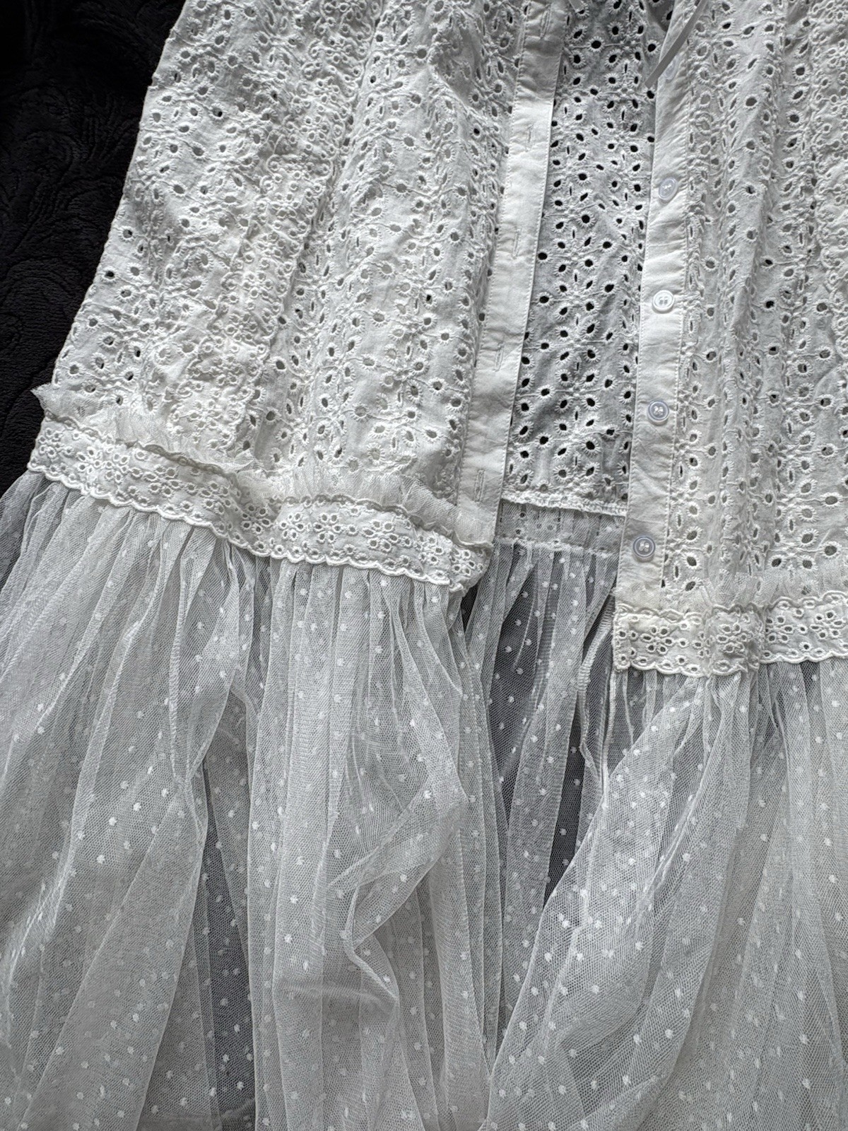 dELiA*s Women’s M White Lace Eyelet Button Front Strappy Sleeveless Maxi