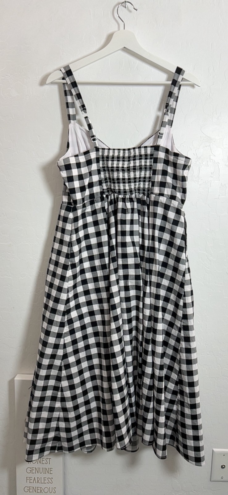 Torrid 1 dress high waist Aline black white checker thick straps smock summer