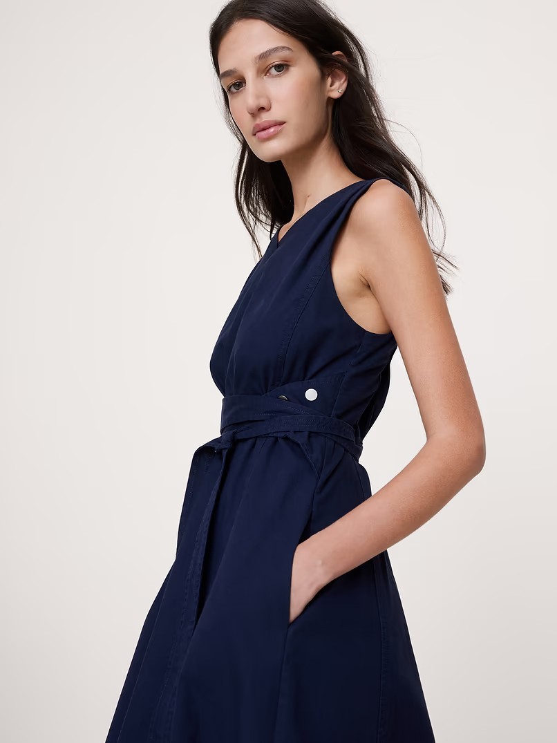 NWD Banana Republic Cotton Canvas Midi Dress, NAVY BLUE SIZE M #873211 A0620H