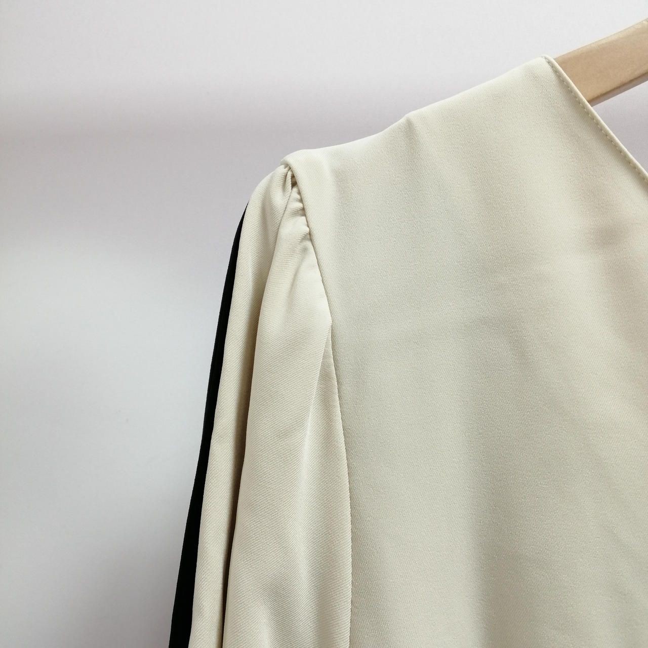 ARVEY BY RACEA rear pleated dress cream X navy gray blue RA-20850300 M Used