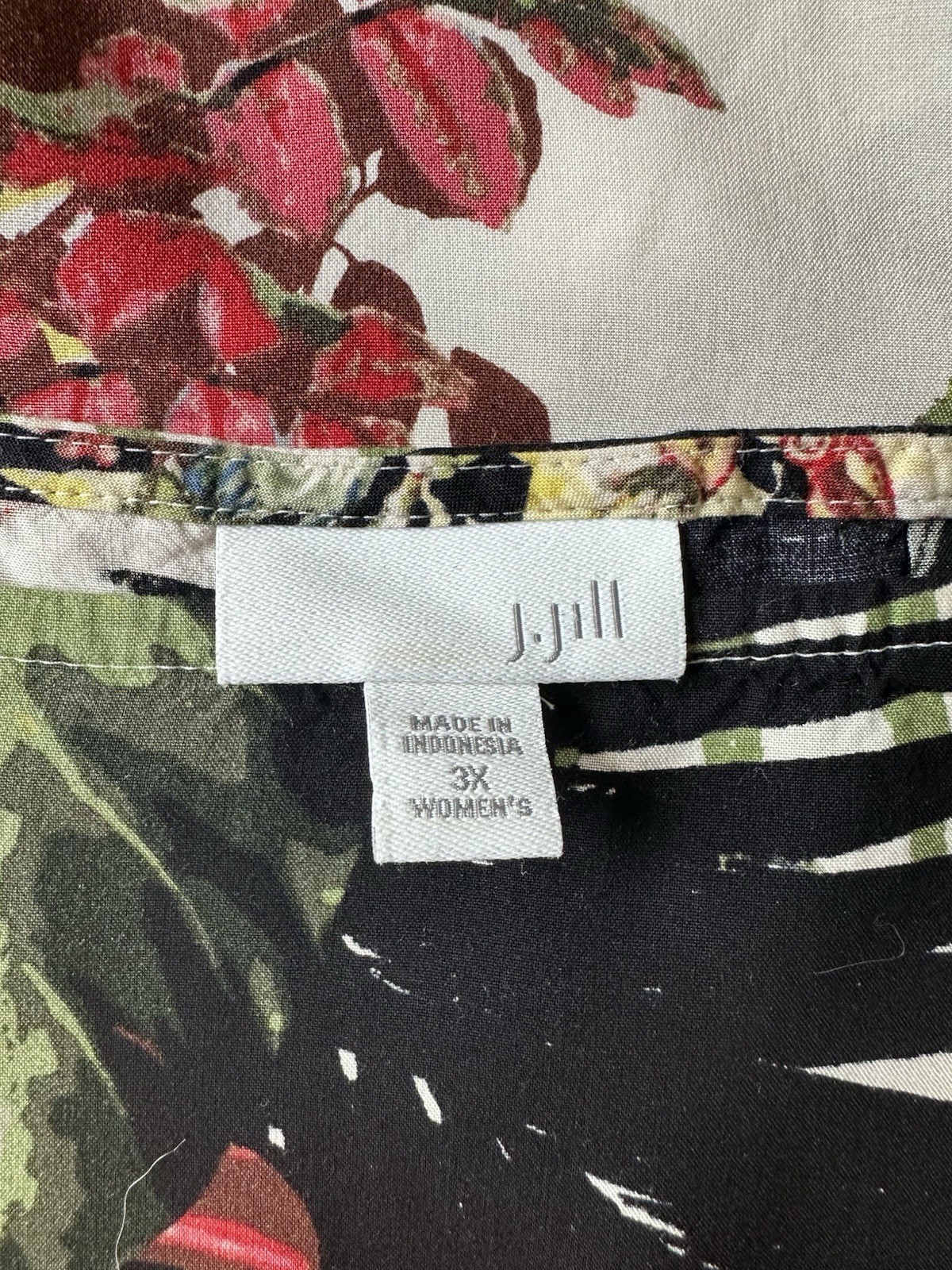 J.Jill 3x Sleeveless Shift Dress Tropical Pockets Botanical Palm Hawaiian Travel