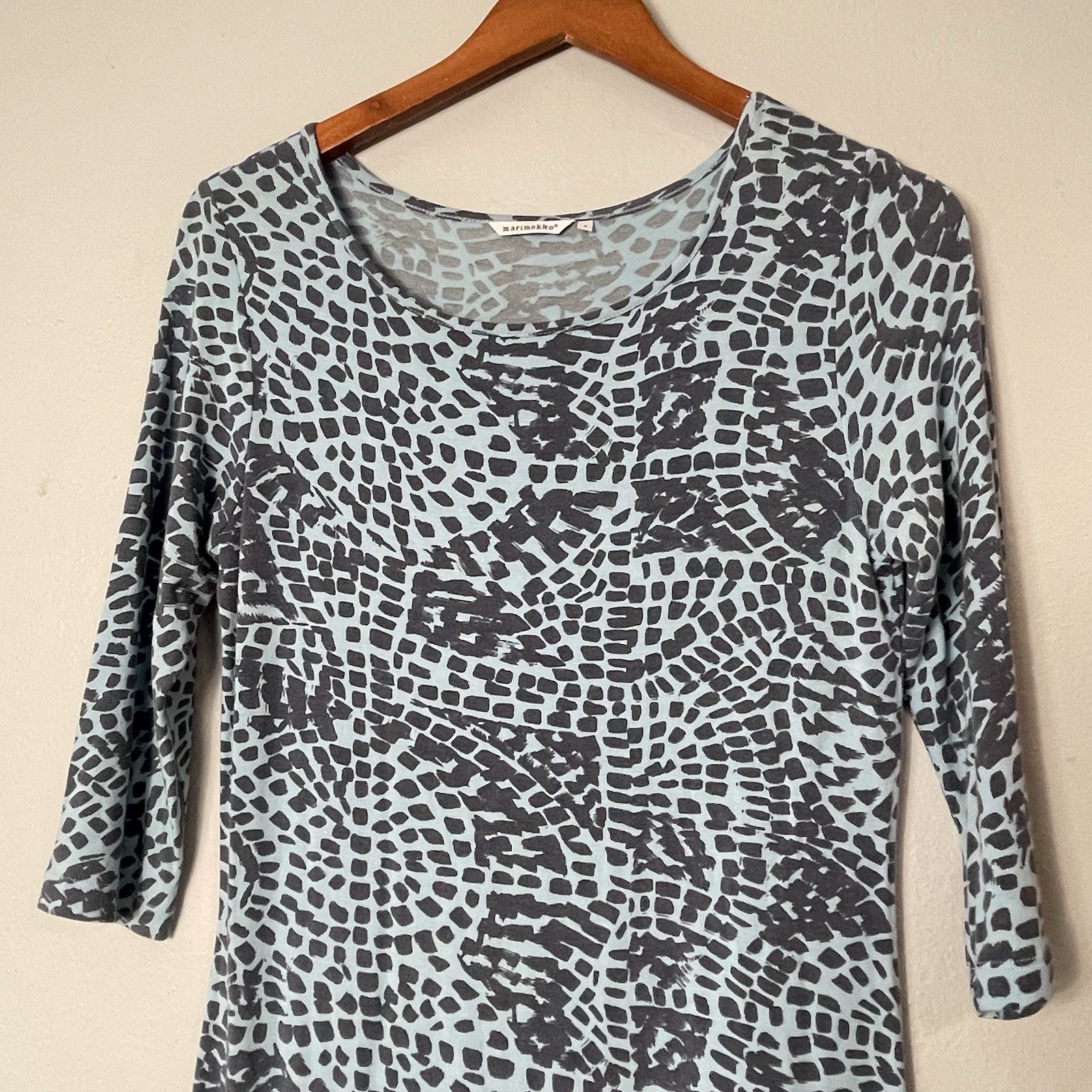Marimekko Finland Katu womens modal Tricot dress Size Small Fitted Stretchy Blue