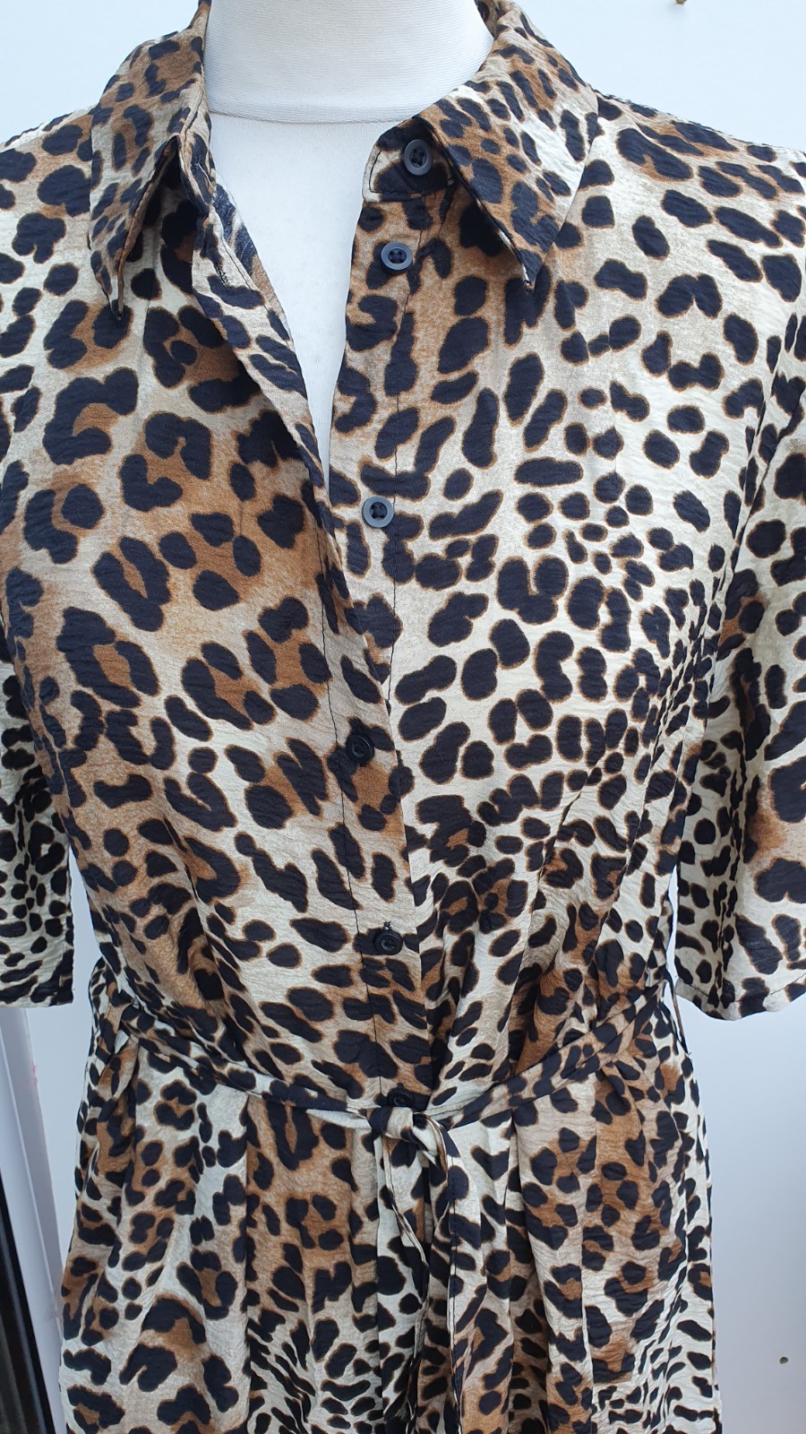 JDY Midi Shirt Dress Half Sleeve Animal Multi Barbara New Size Small