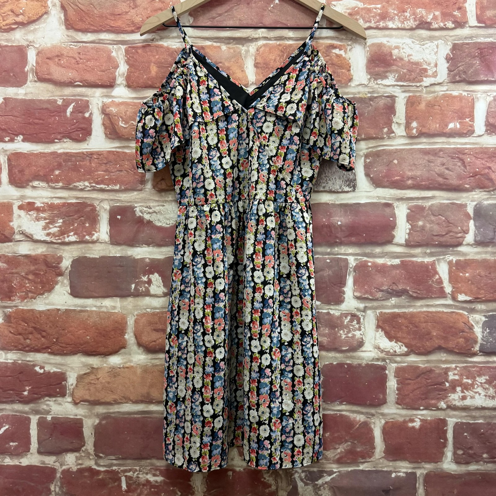 J Crew Mercantile Dress Womens 2 Multicolor Floral Cold Shoulder Casual Sundress