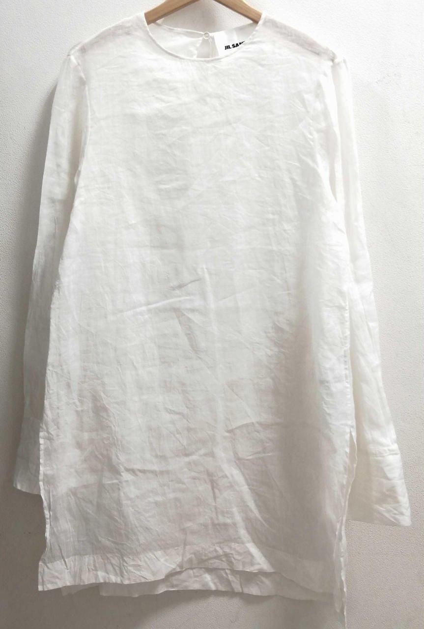 JIL SANDER Crew Neck Blouse Dress Made in Italy Ramie Used