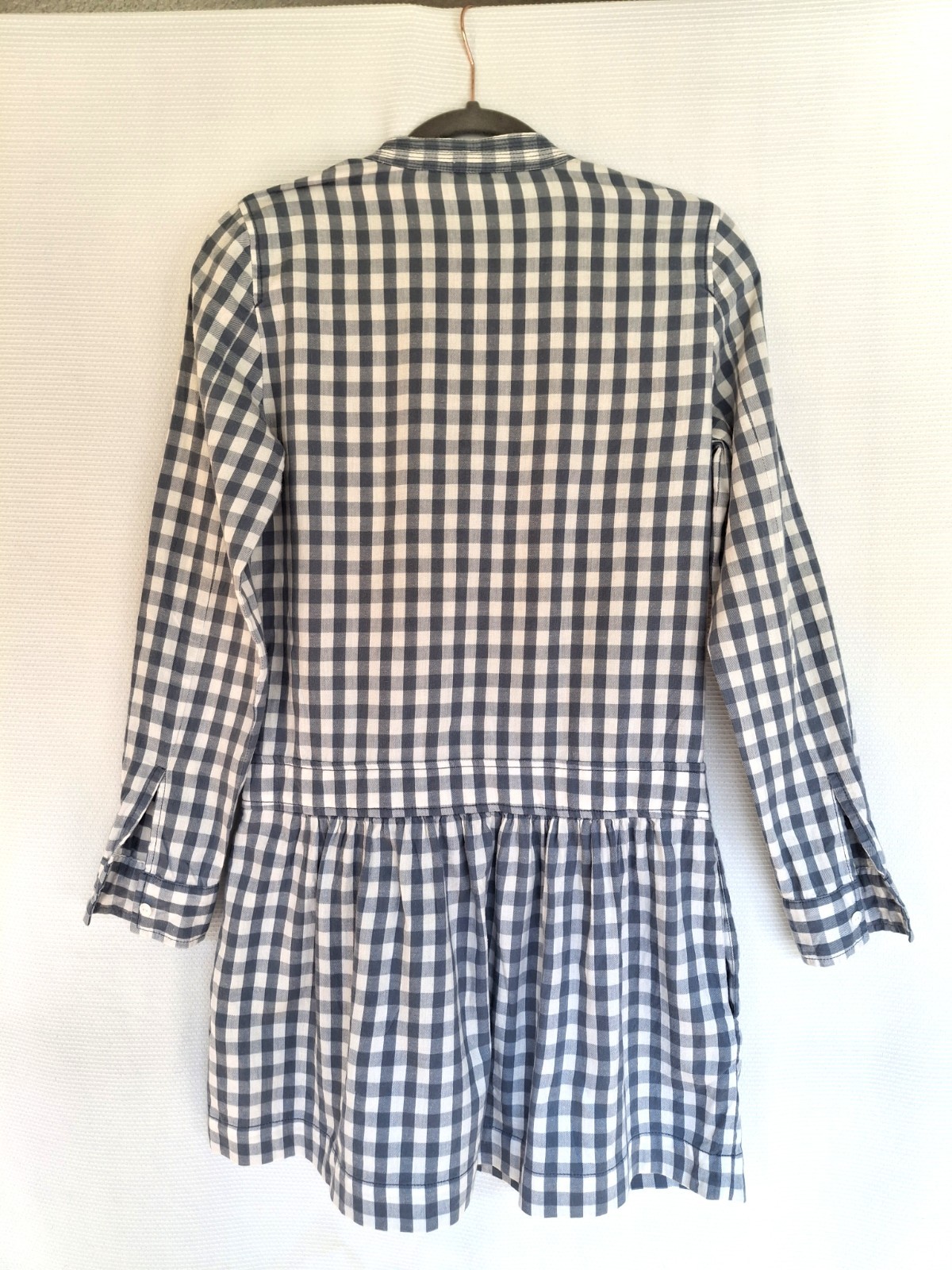 J.Crew Women’s Plaid Mini Dress with Peplum, Size 2, Blue and White, 100% Cotton