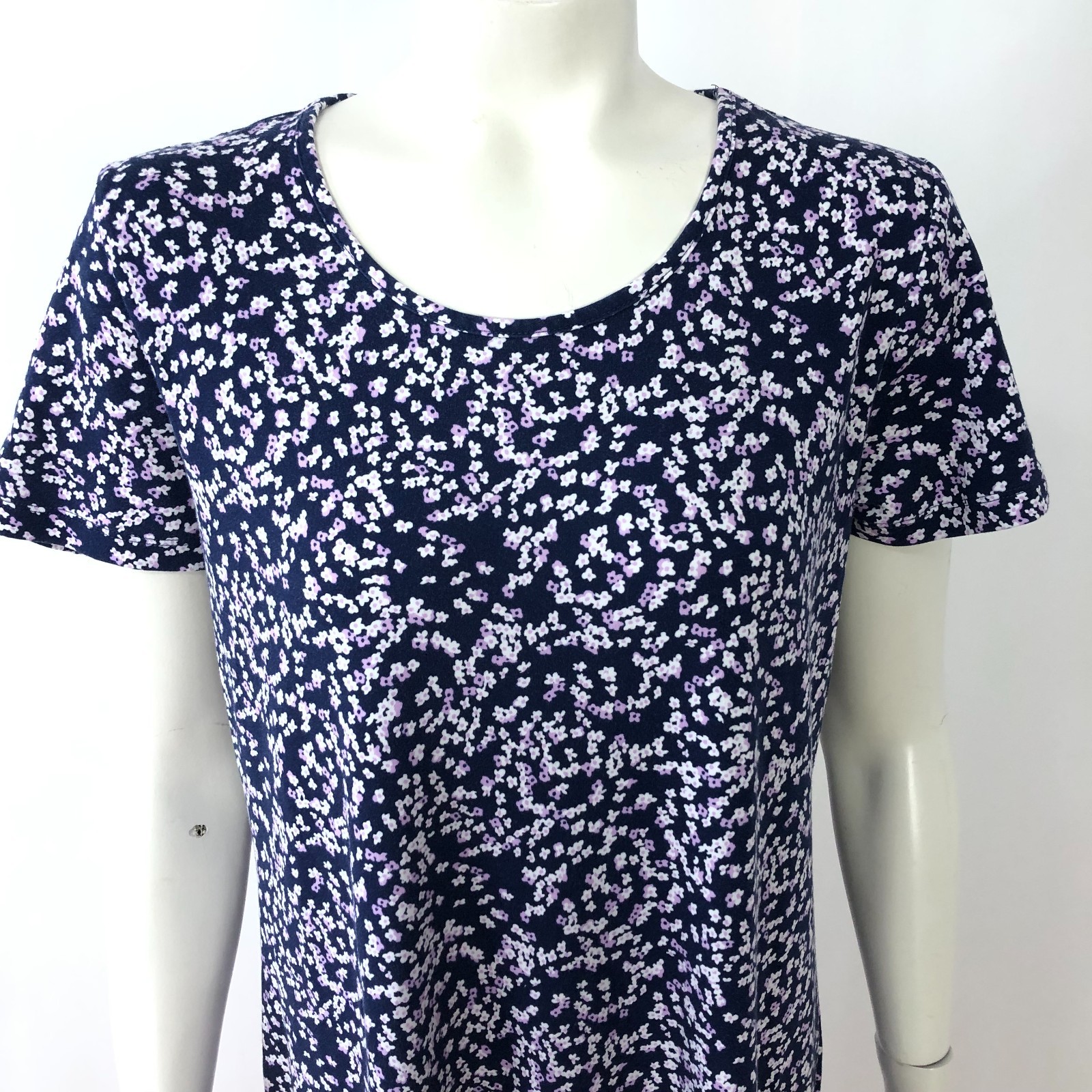 Lands’ End 10-12 Cotton Midi Below Knee Dress All Over Print Purple PLS READ