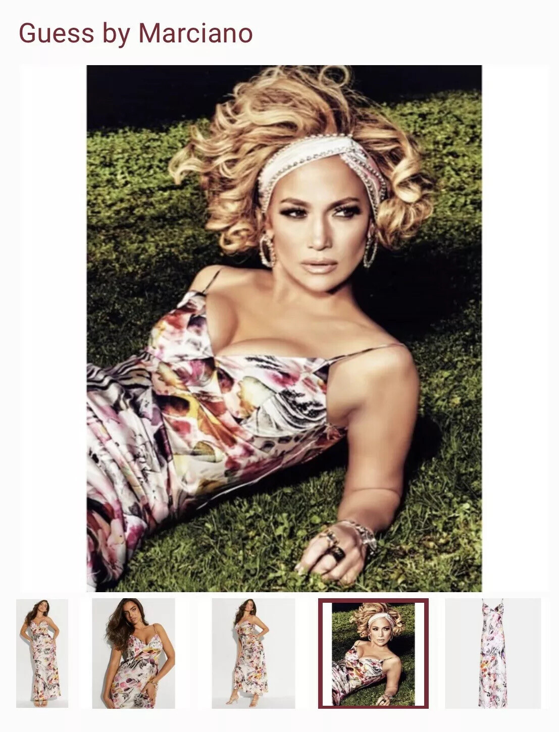 £270 MARCIANO by GUESS Jennifer Lopez Maxi Floral Slip Dress XL 14 16 Cowl Back