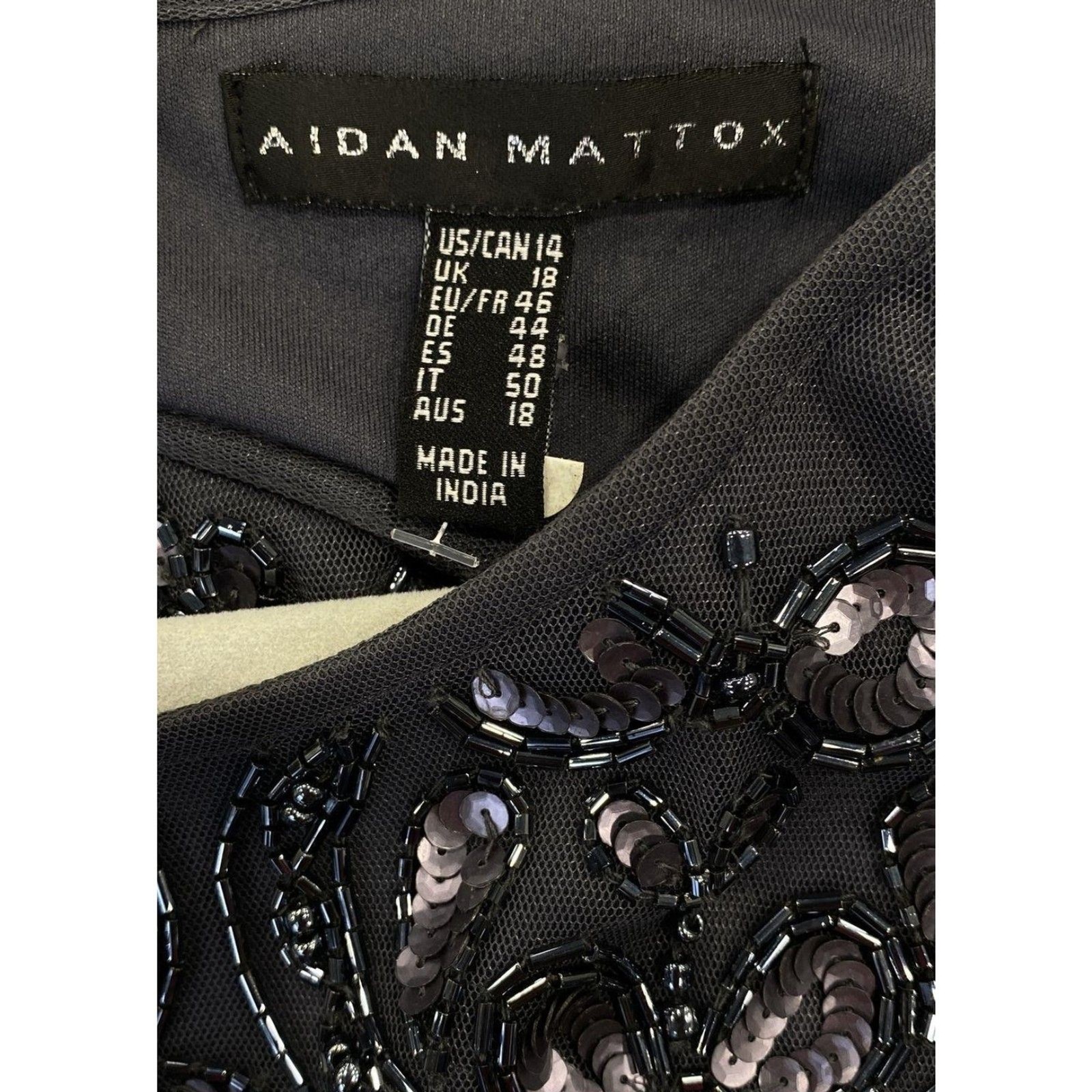 Aidan Mattox NWT Gunmetal Gray Beaded Sequin Cap Sleeve Formal Dress 14