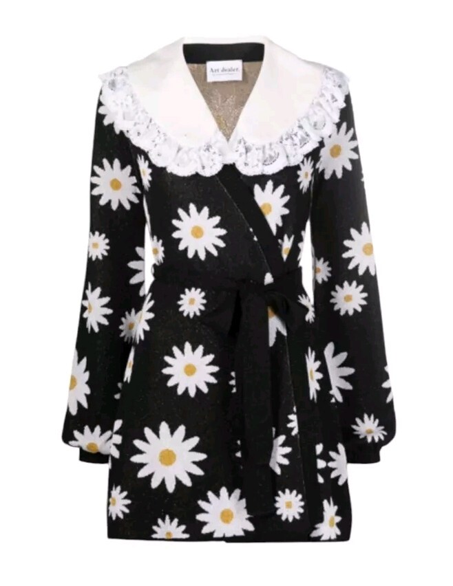 ART DEALER Che Bambola daisy print stretch knit kawaii wrap mini dress Size S