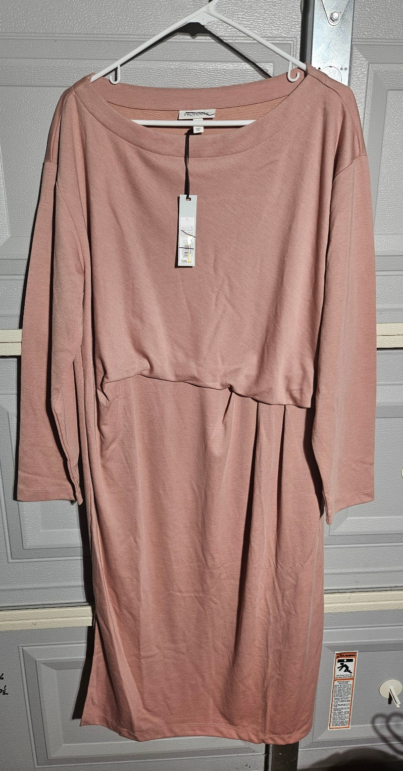 Target Prologue Midi Dress Womens Large Pink Long Sleeve Mauve Pink Boat Neck