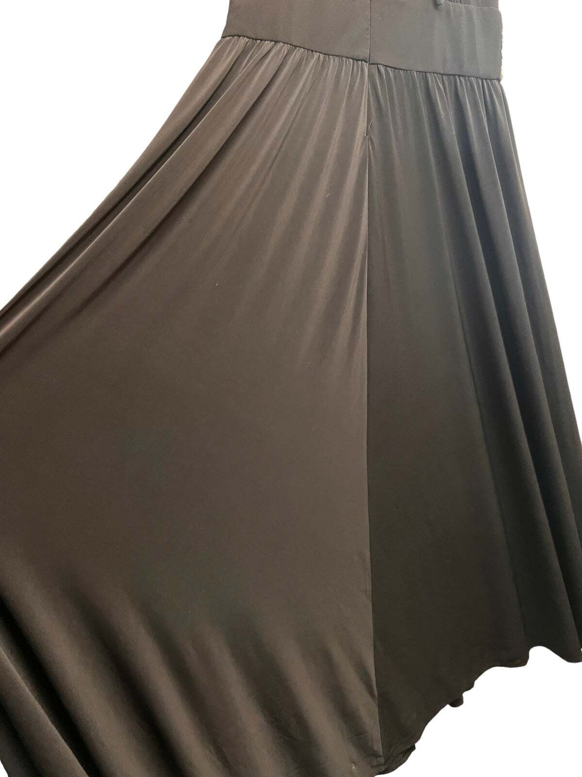Elegant Black Sleeveless Maxi Dress with Beaded Waist Detail