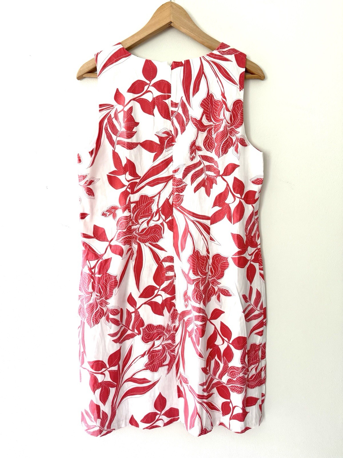 Harper 241 Coral White Floral Sleeveless Sheath Dress 12 Resortwear Vacation