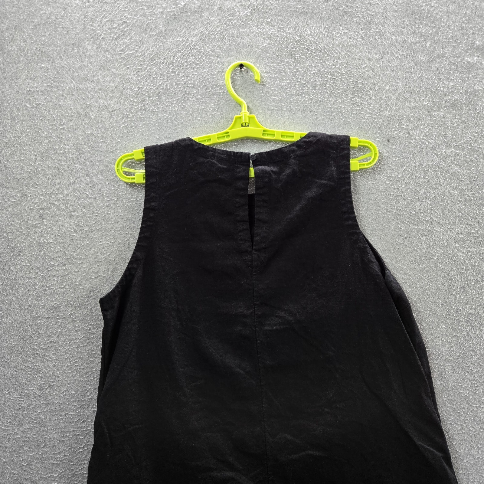 Old Navy Women Dress L Black Linen Rayon Shift Sleeveless Tank Coastal Beachy