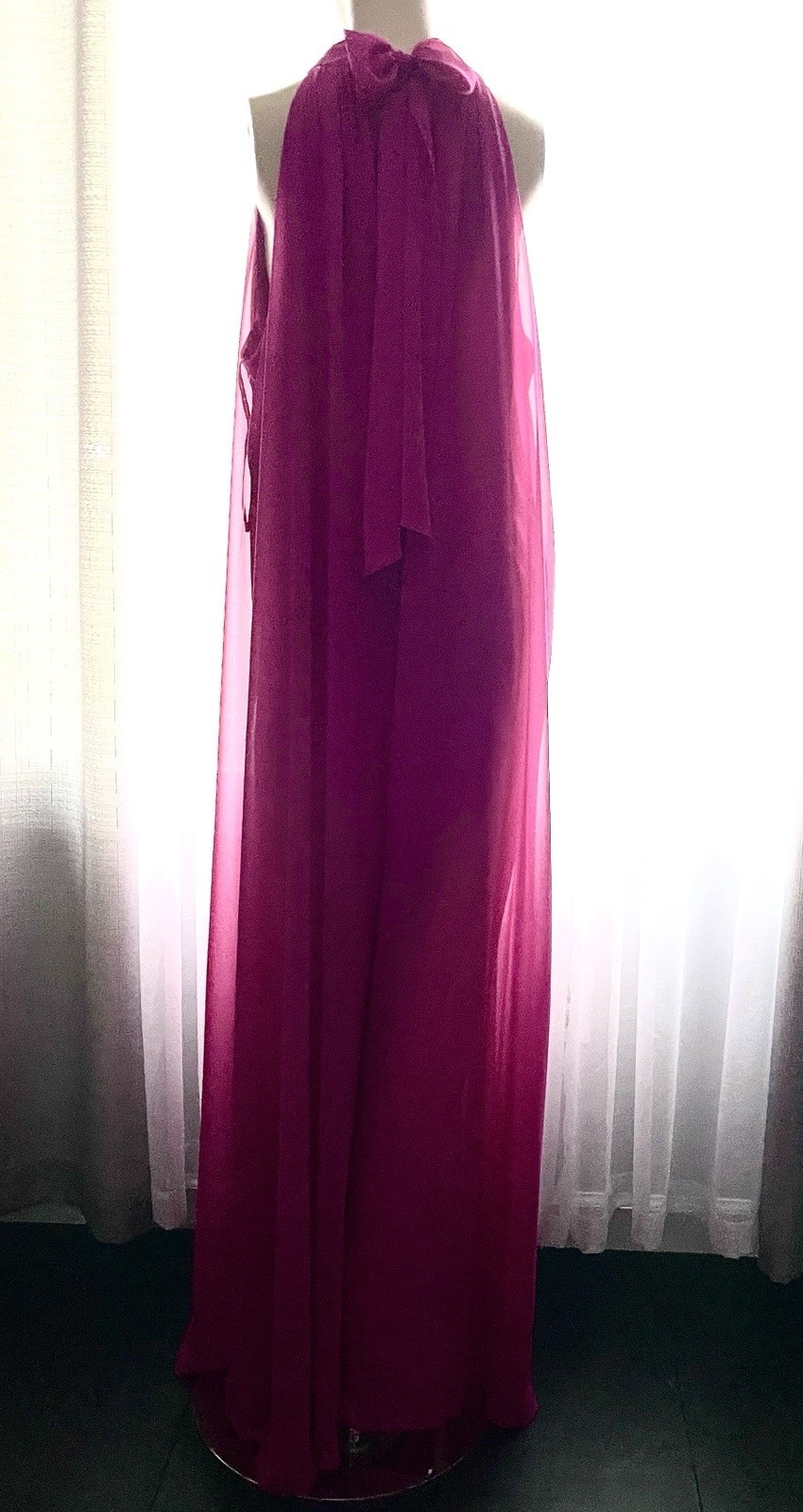 Elegant Fuchsia MSK Women Halter Neck Tie Back Sleeveless Jumpsuit Dress NEW