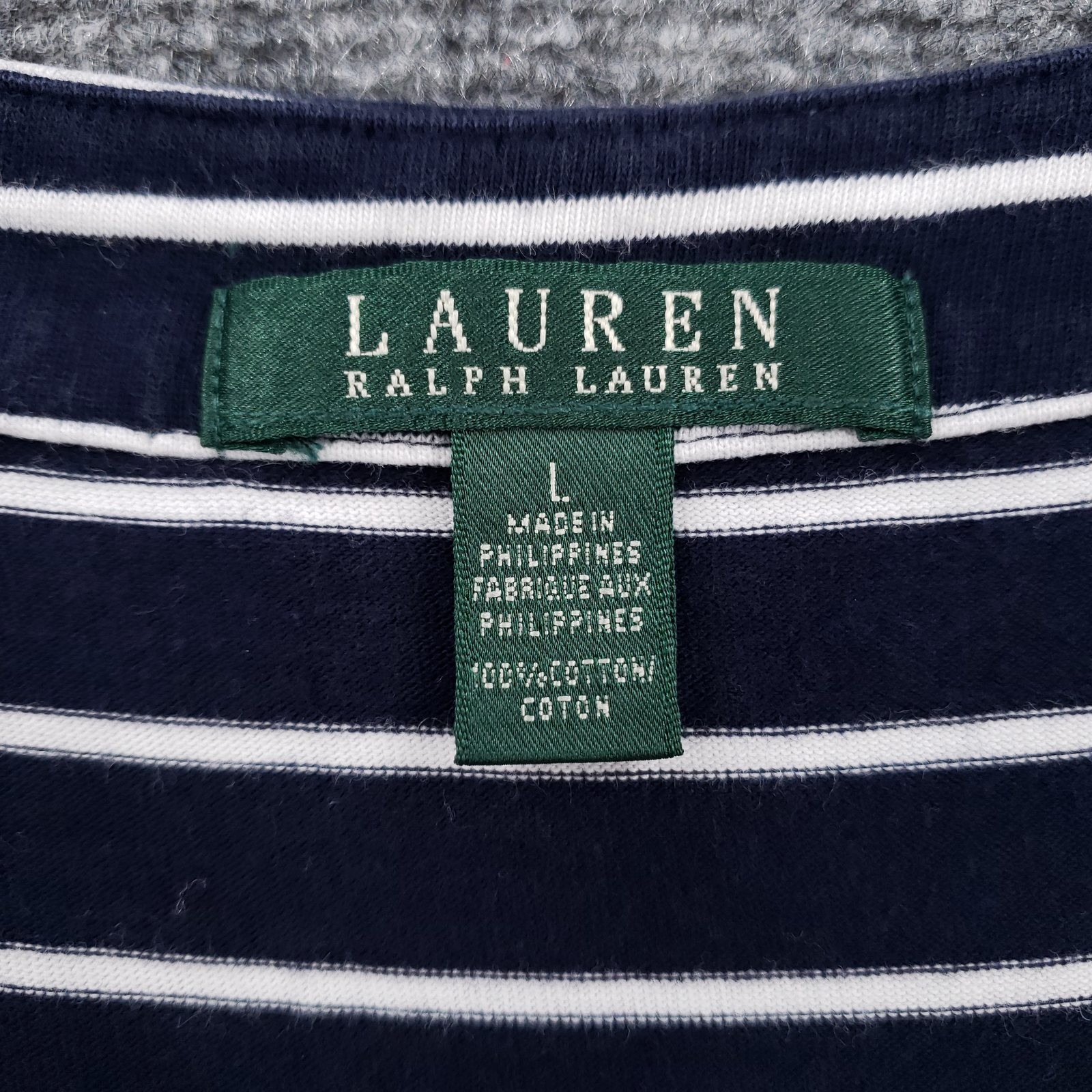 Ralph Lauren Straight Dress Womens Large Blue Striped Sleeveless V Neck Lace Up