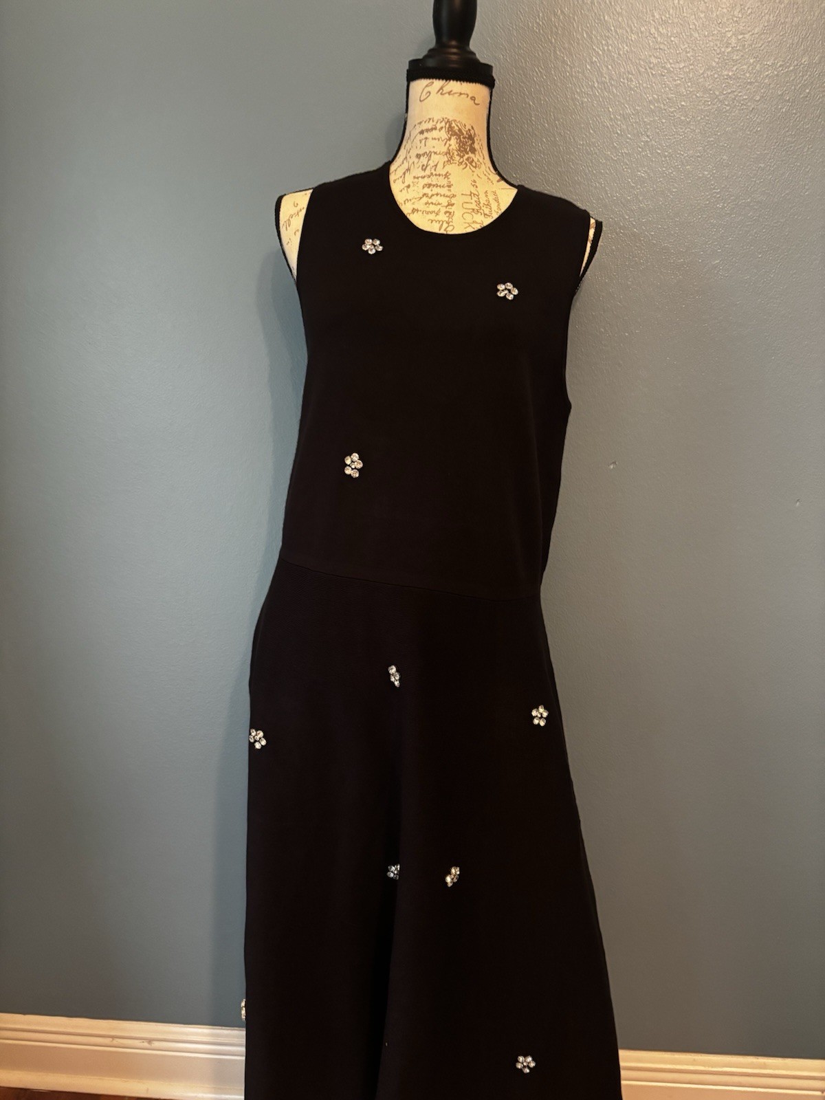 Free Assembly Black Solid Maxi Dress, Women’s XL, Sleeveless Crew Neck Long