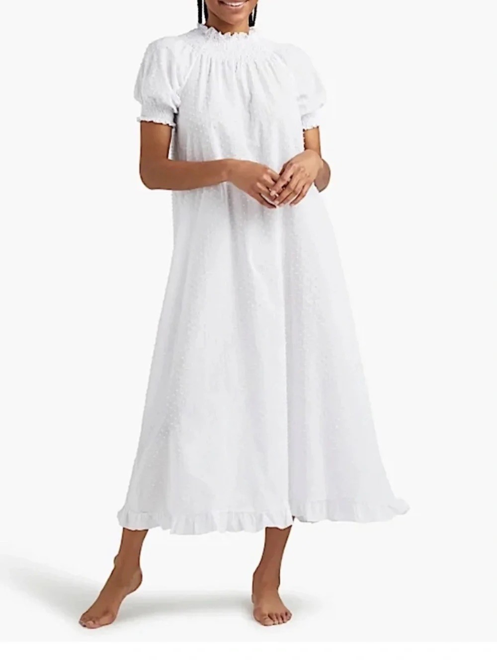 NWOT: Hill House Home Caroline Nap Dress Size Small in Swiss Dot, Semi-Sheer
