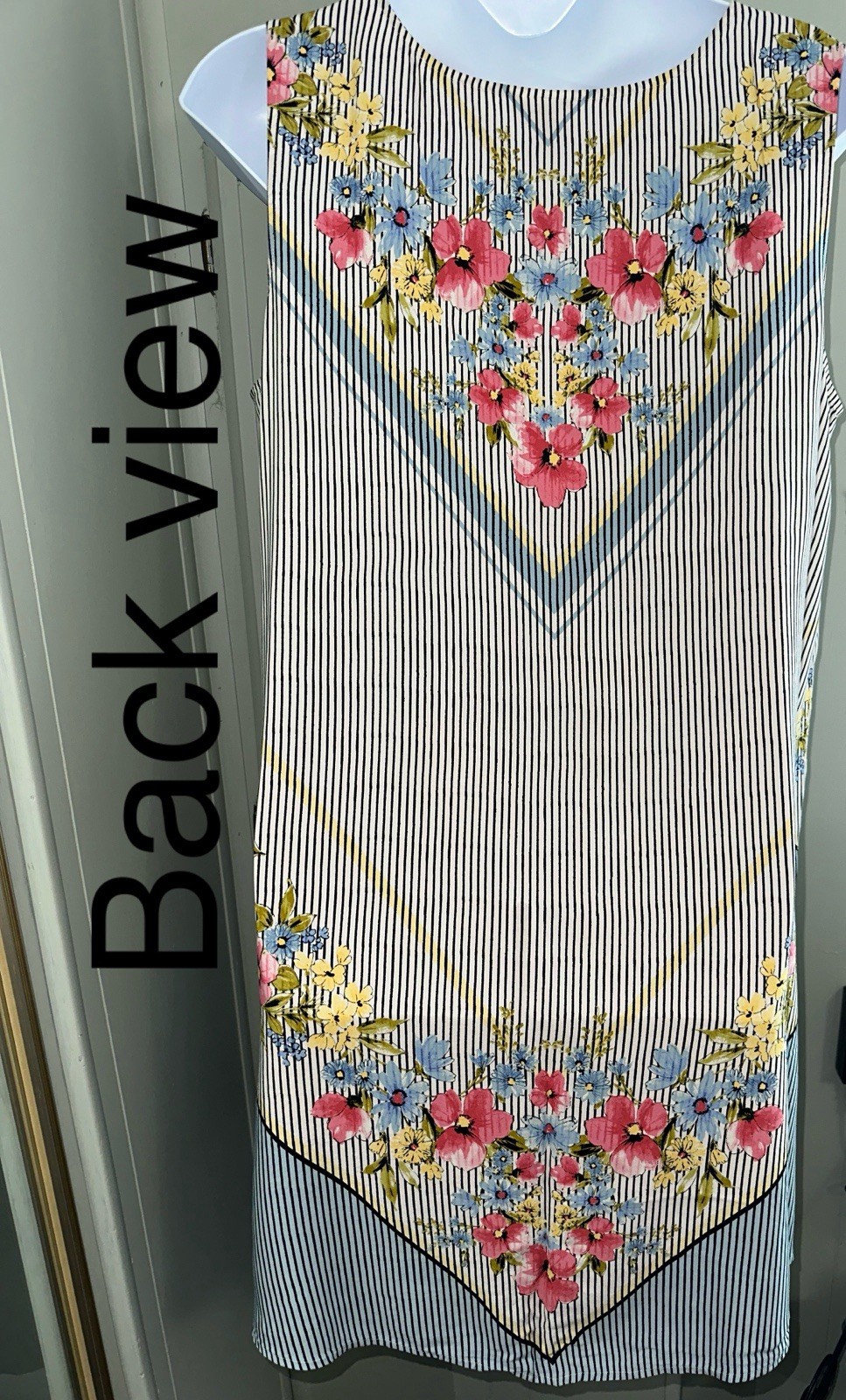 J.Jill 3X Sleeveless Shift Dress Pinstripes Garden Multicolored Pink Yellow Blue