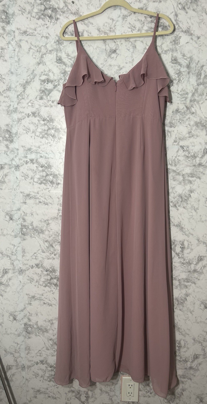 AZAZIE Natalia Ruffle Desert Rose Strappy Chiffon Maxi Dress (Customized Size)