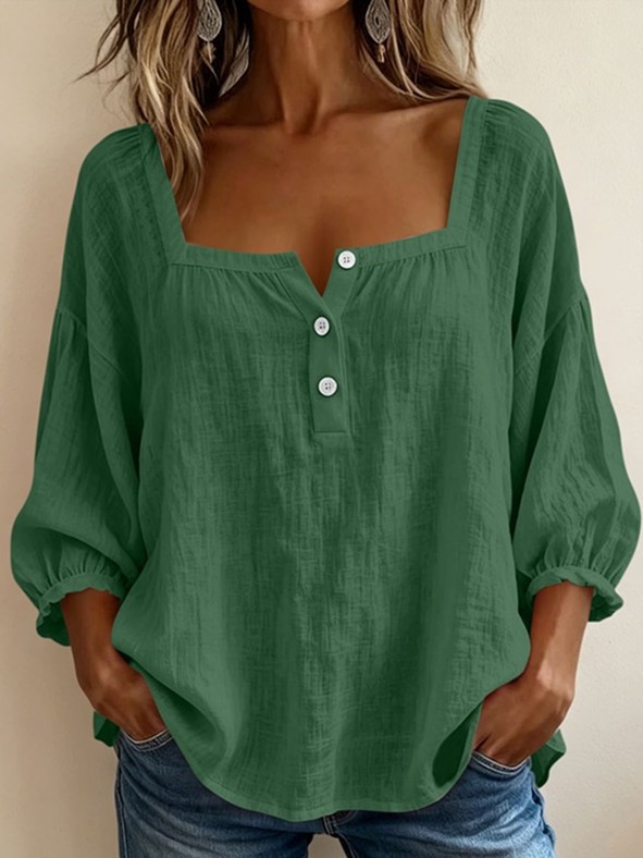 Womens Casual V-neck Long-sleeve T-shirt