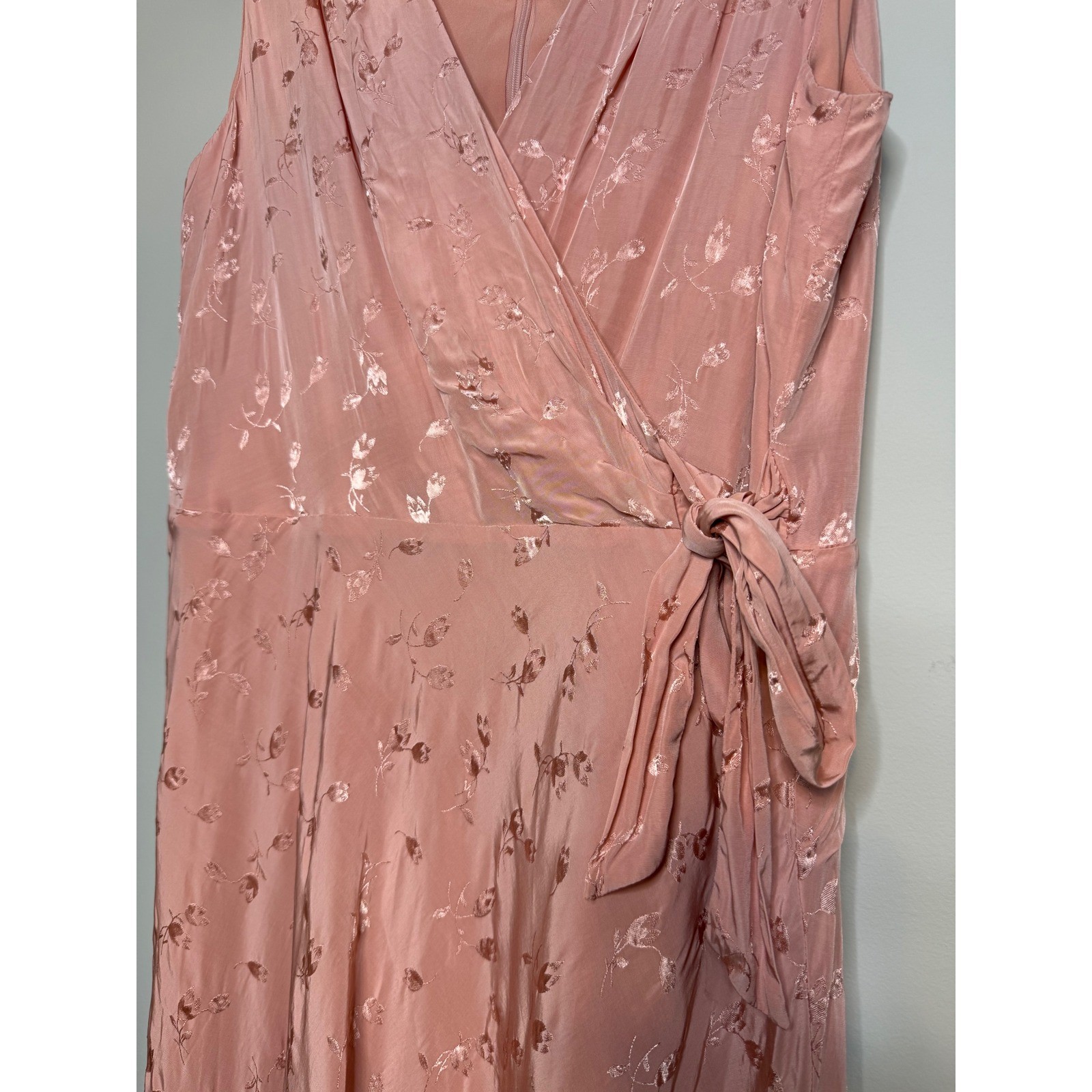 Lauren Ralph Lauren Pink Floral Jacquard Faux Wrap Asymmetrical Midi Dress 14