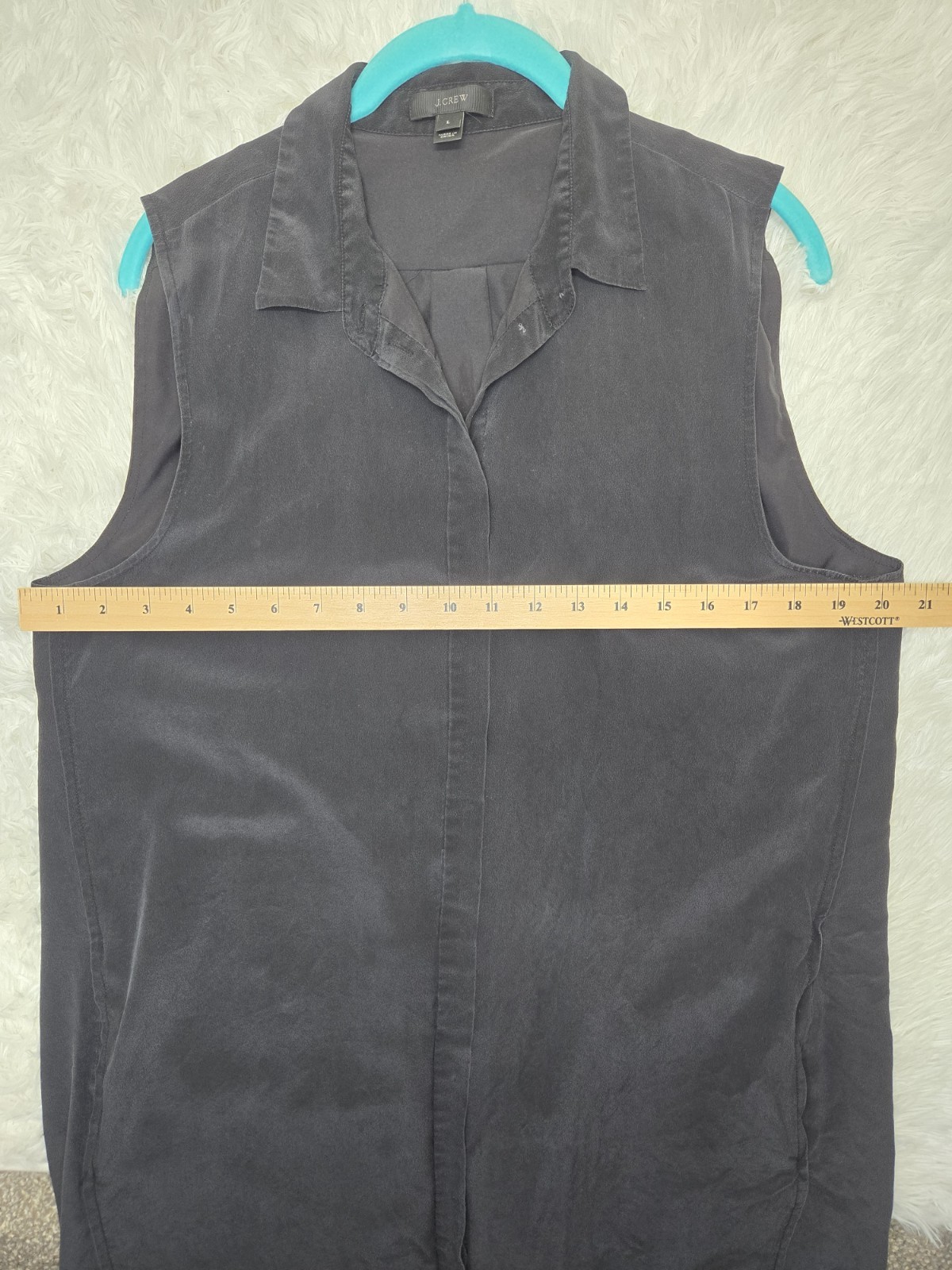 J Crew Womens black silk sleeveless shirt dress with pockets size large
