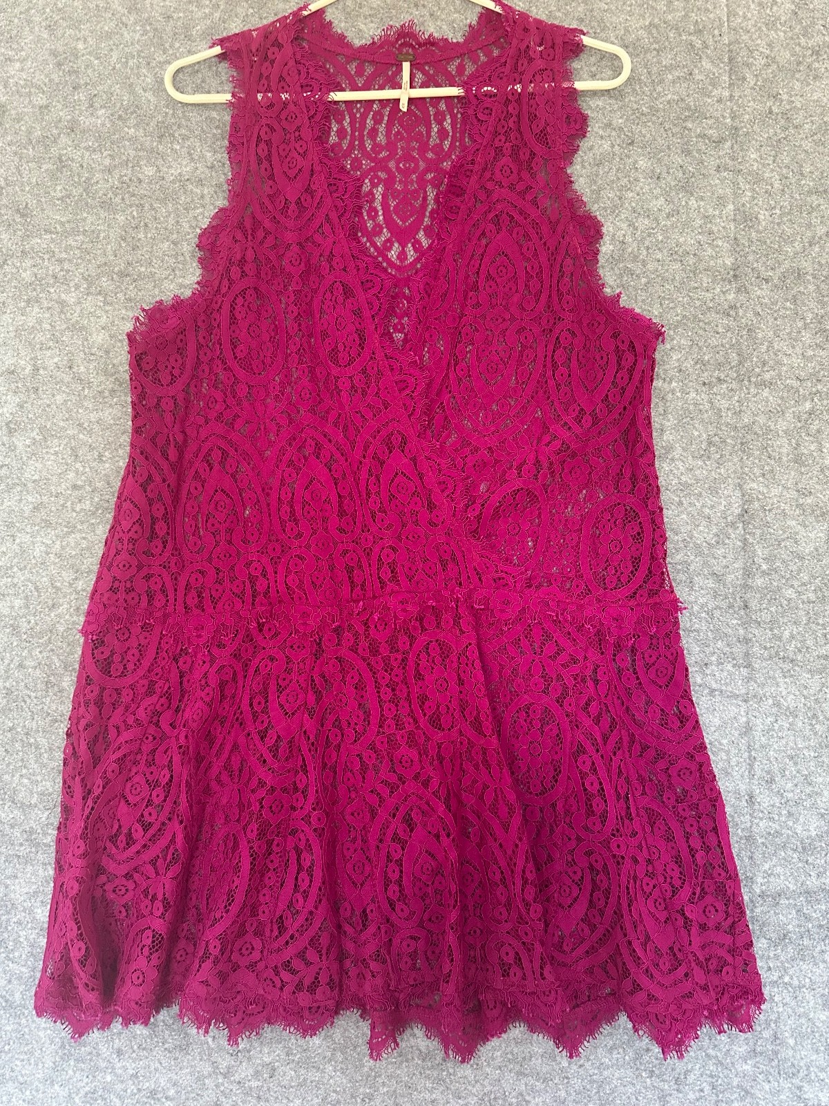 Free People Dress Size M Magenta Lace Sleeveless Unlined