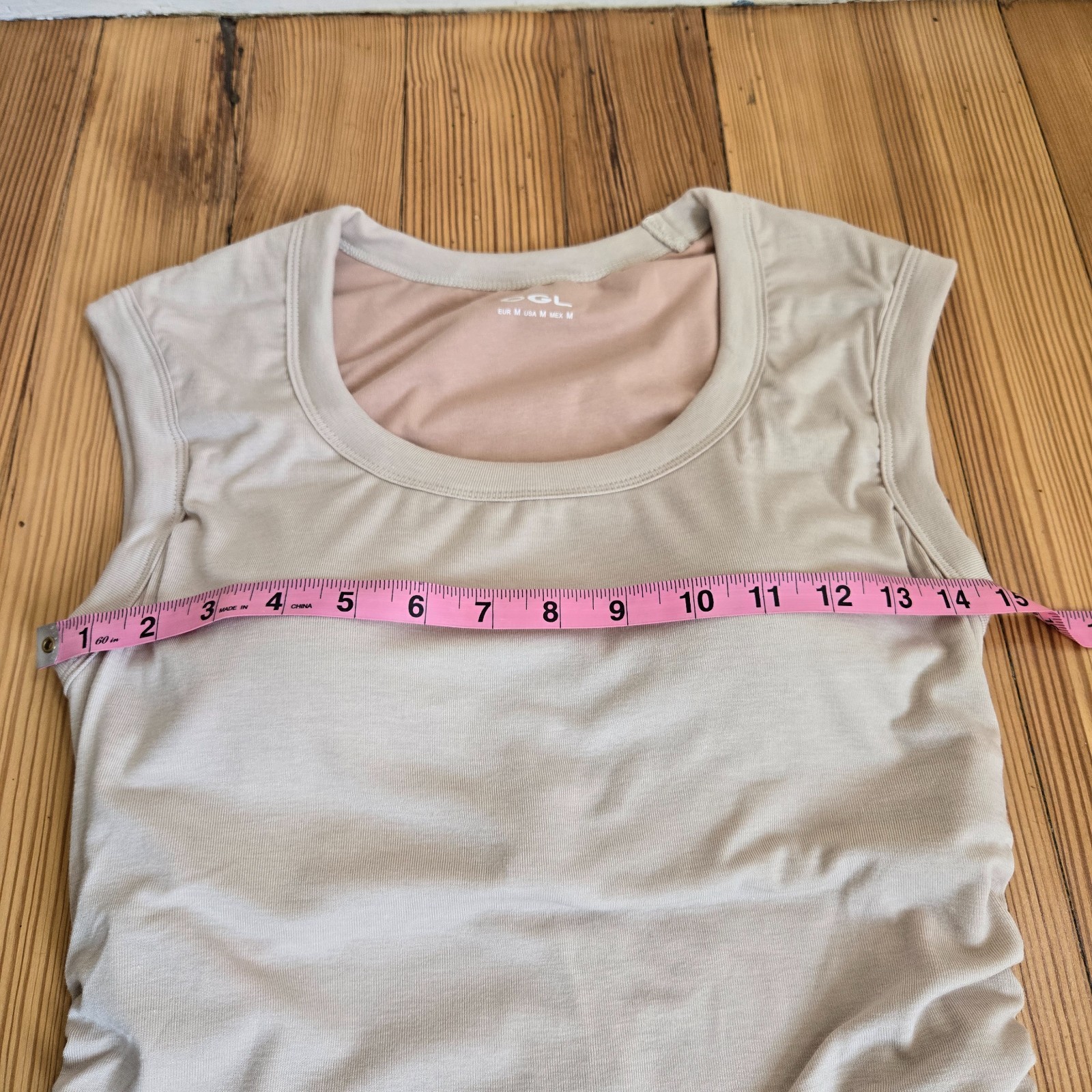 NWT OGL Ruched Sleeveless Maxi Dress Beige Size M Padded Bust Lined Sustainable